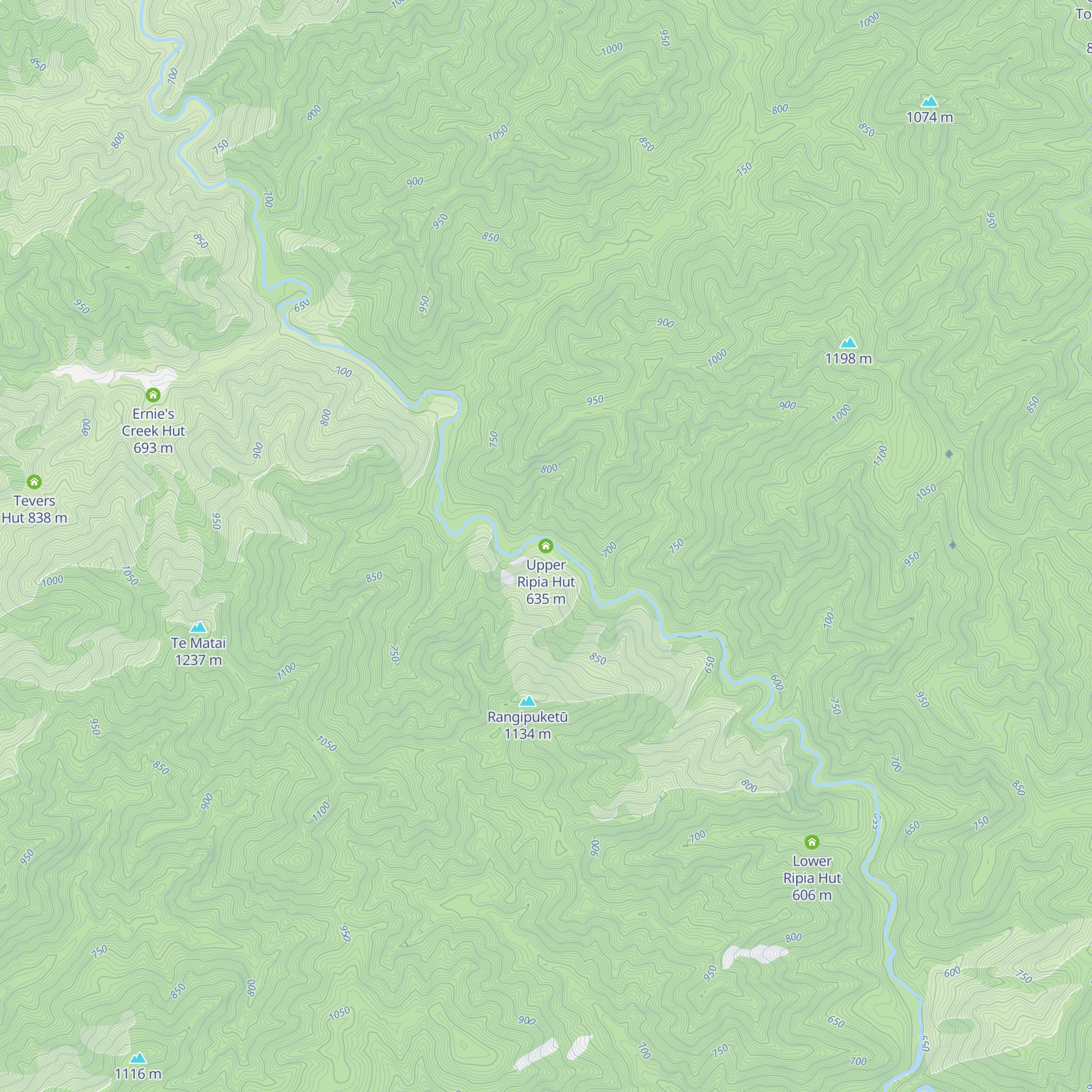Upper Ripia Hut map