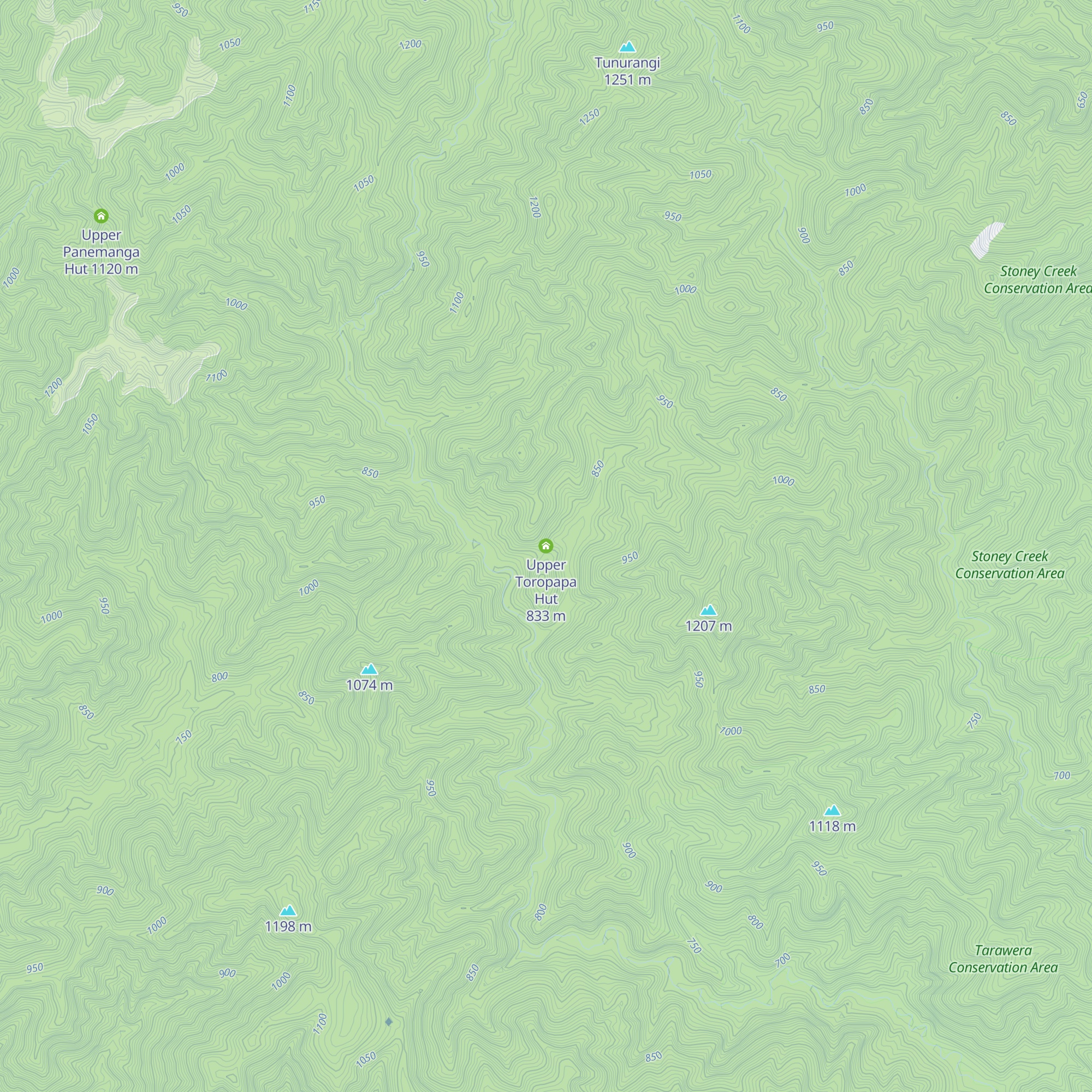 Upper Toropapa Hut map
