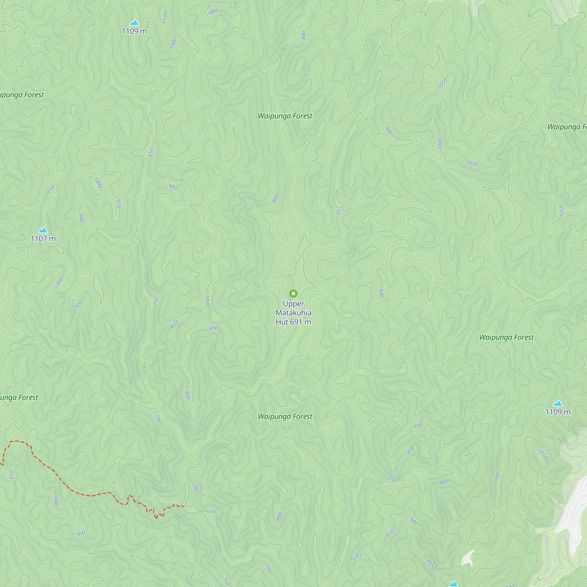 Upper Matakuhia Hut map