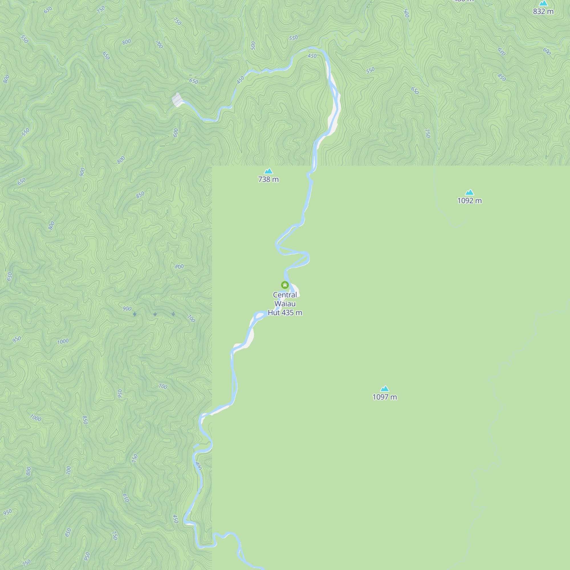 Central Waiau Hut map