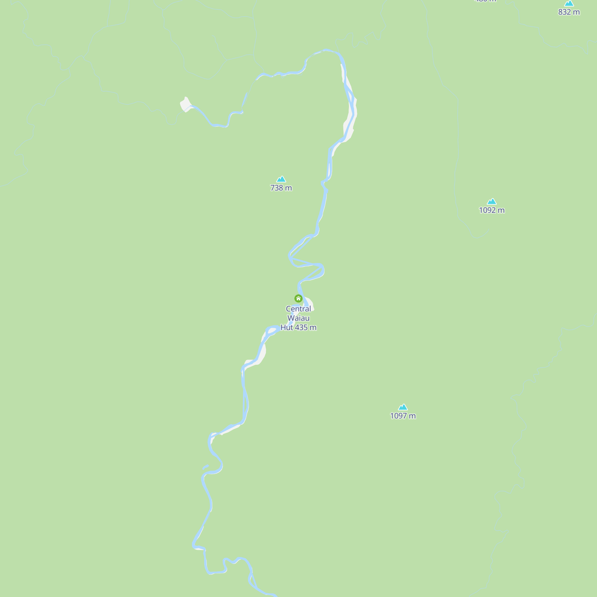 Central Waiau Hut map