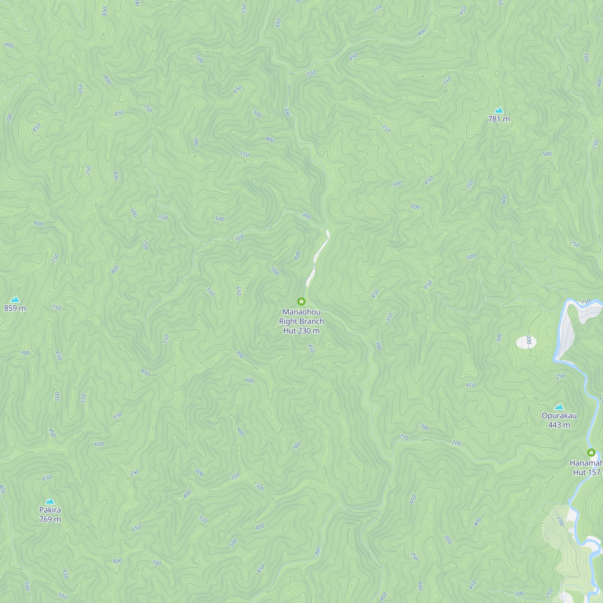 Manaohou Right Branch Hut map