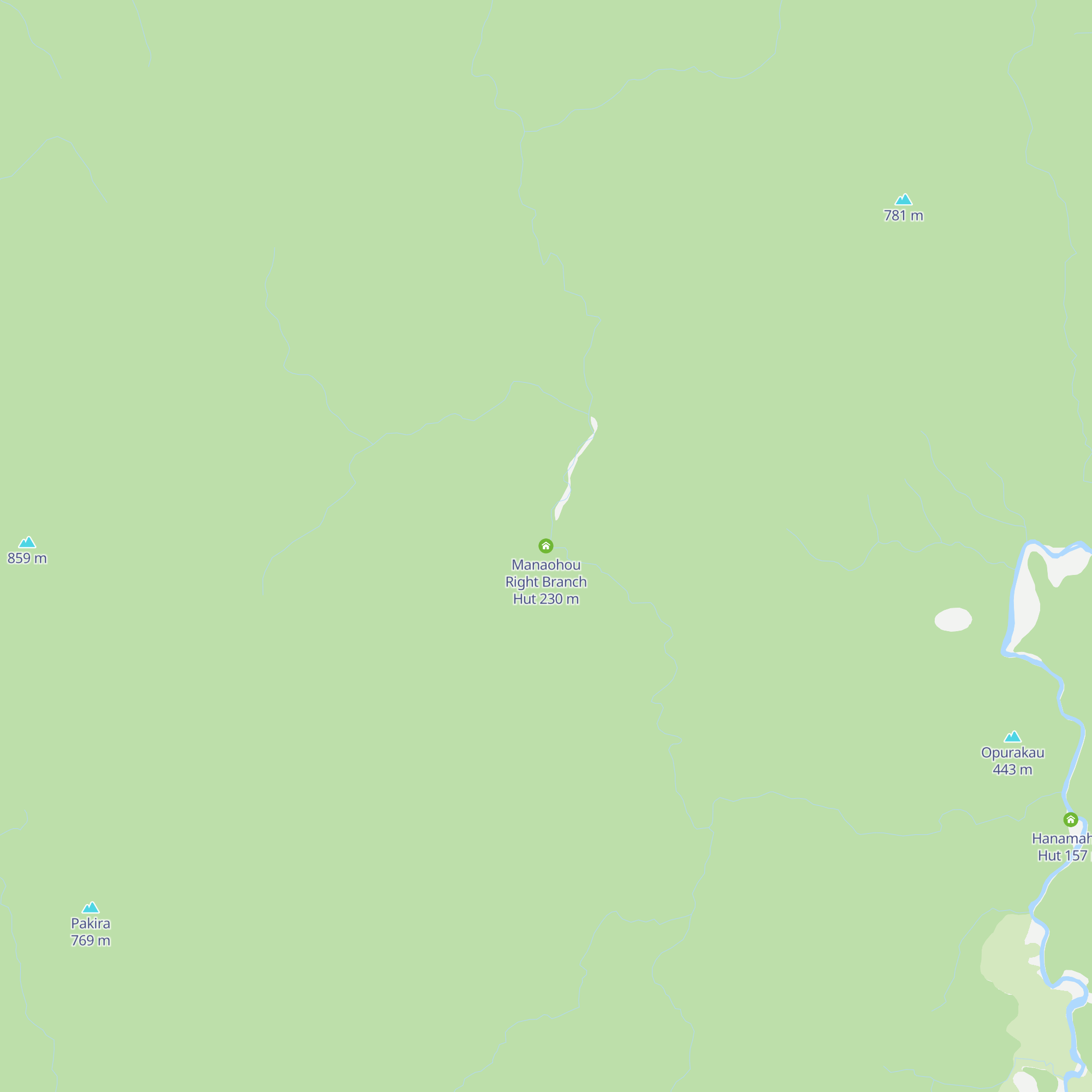 Manaohou Right Branch Hut map