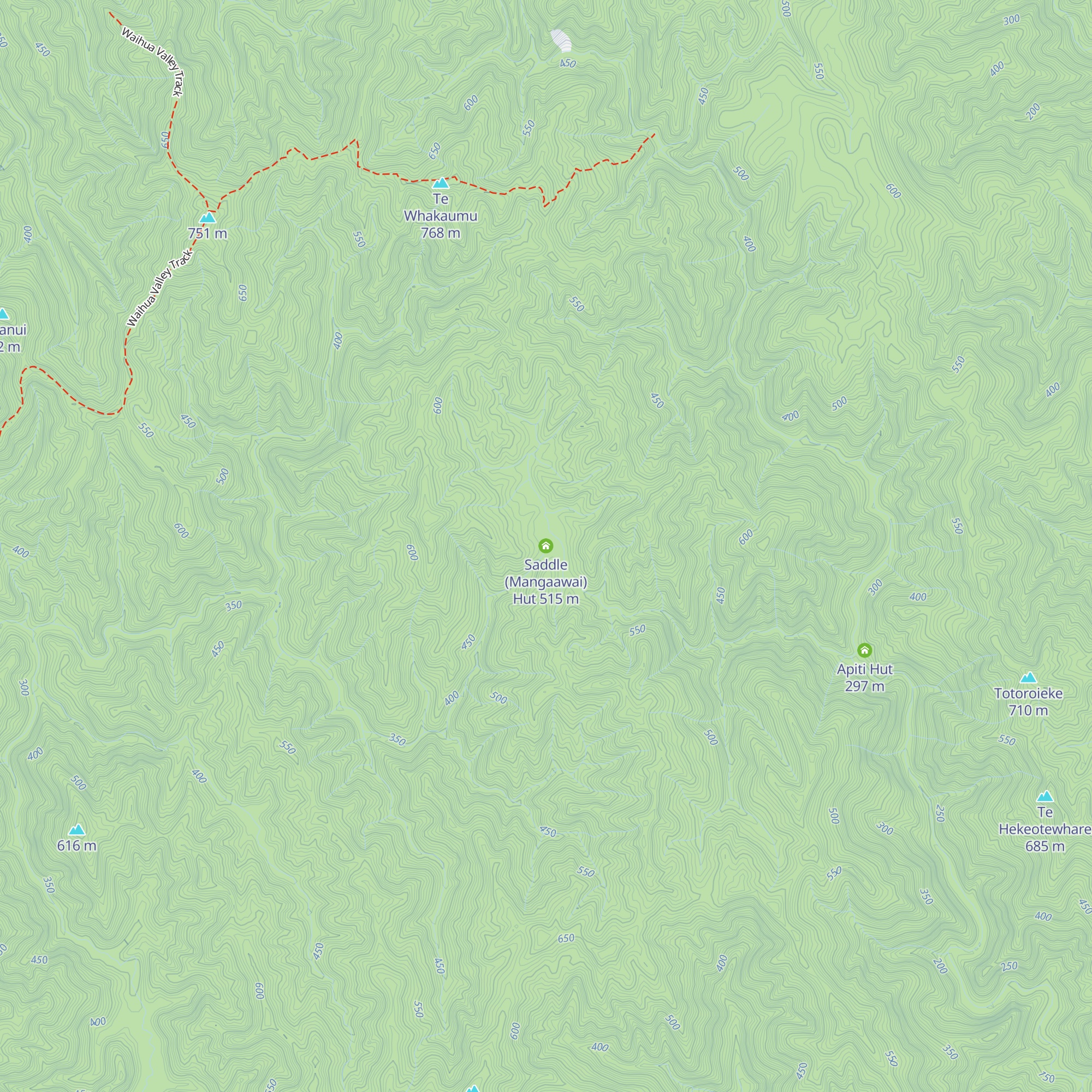 Saddle (Mangaawai) Hut map