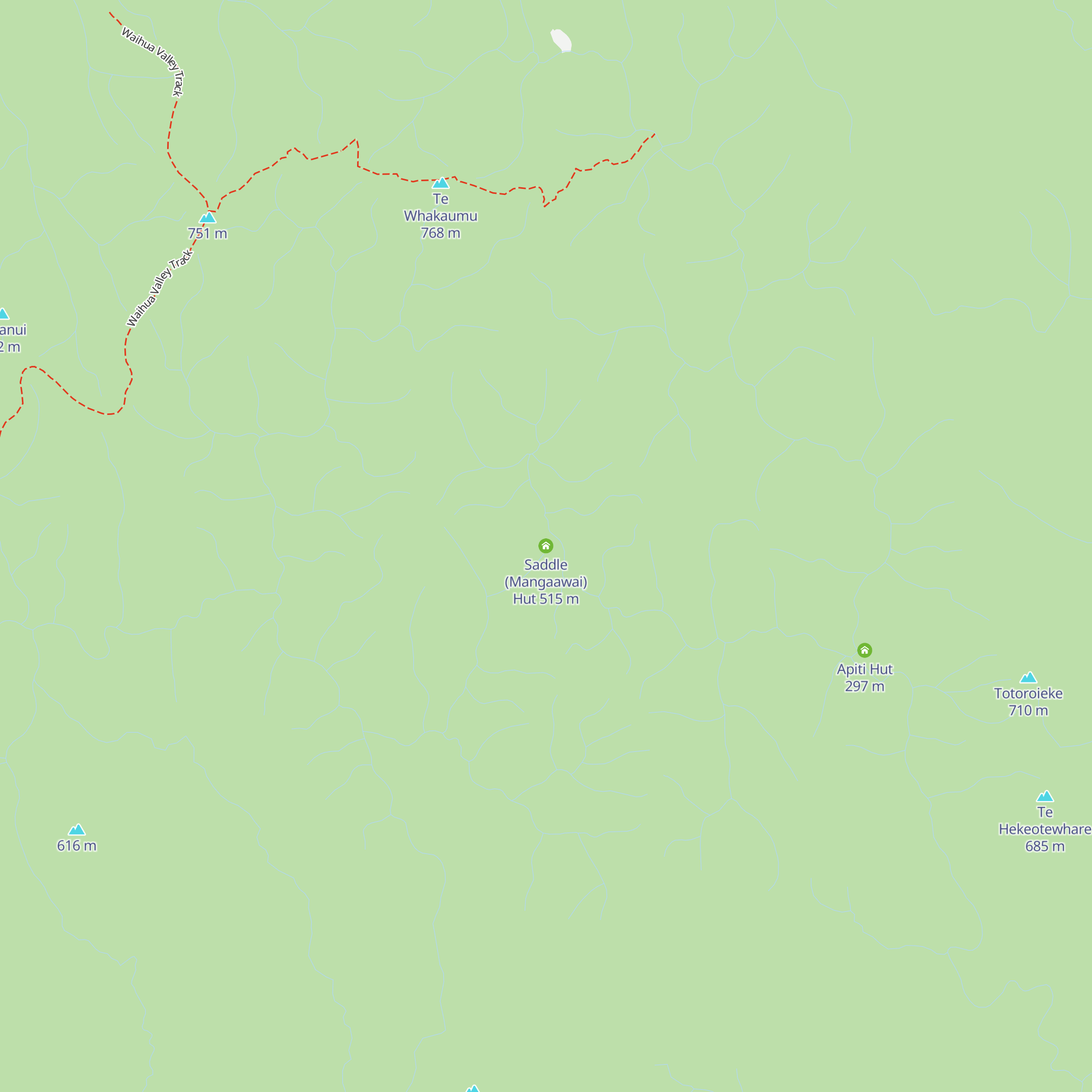 Saddle (Mangaawai) Hut map