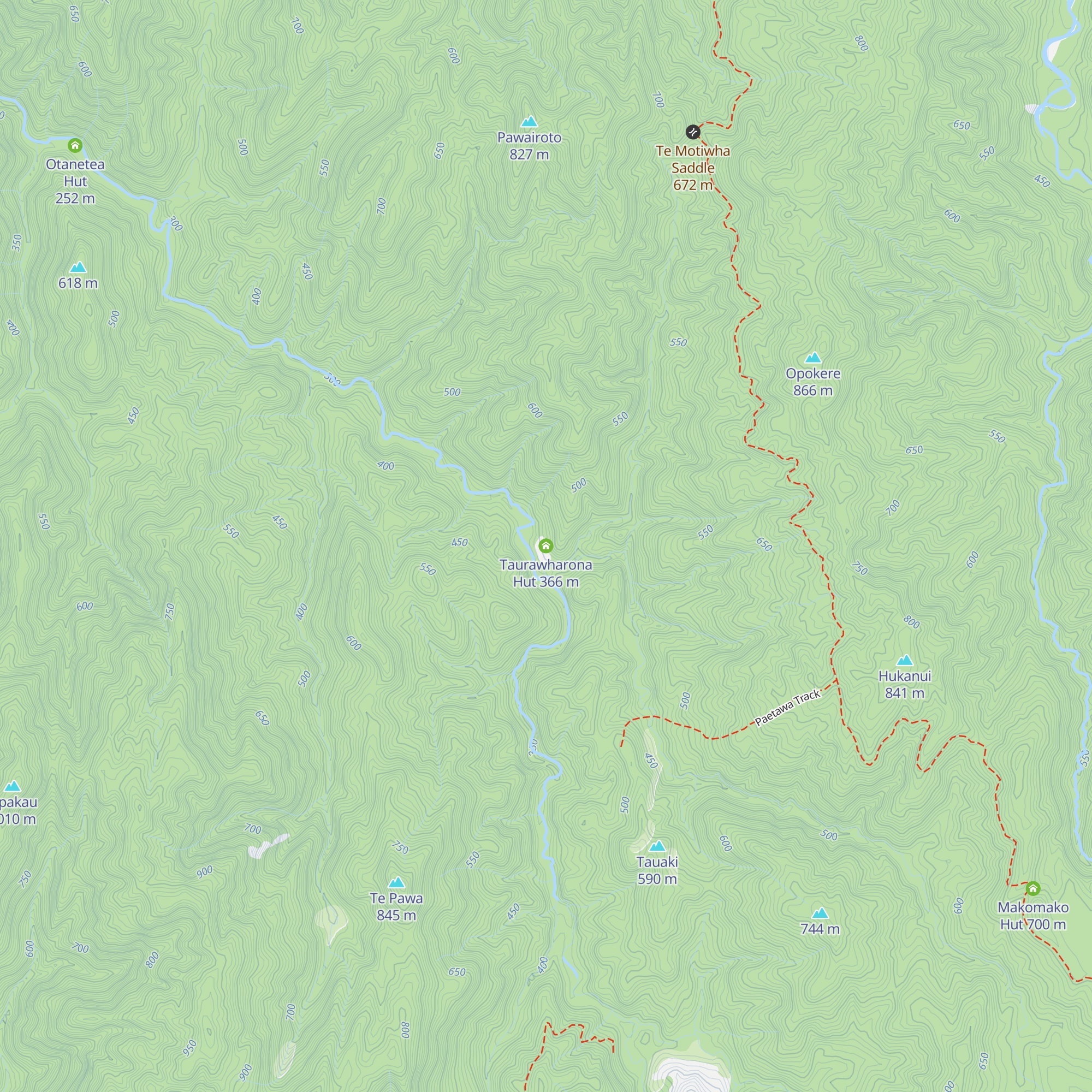 Taurawharona Hut map