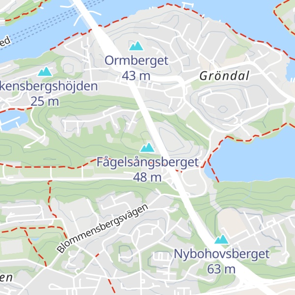 Map of Fågelsångsberget