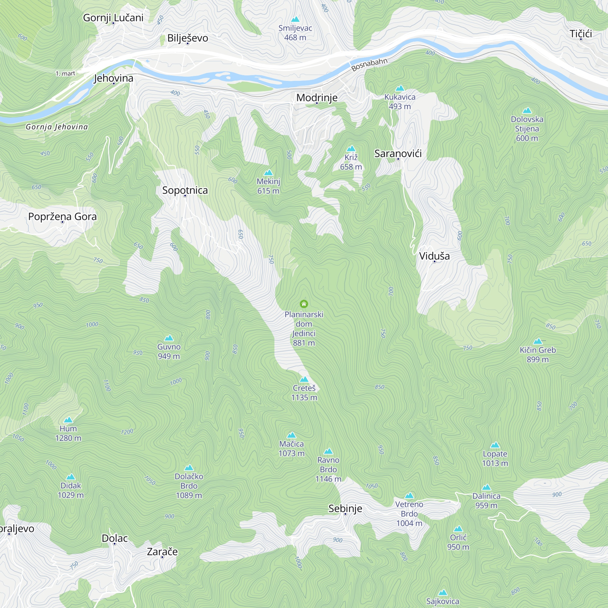 Planinarski dom Jedinci map