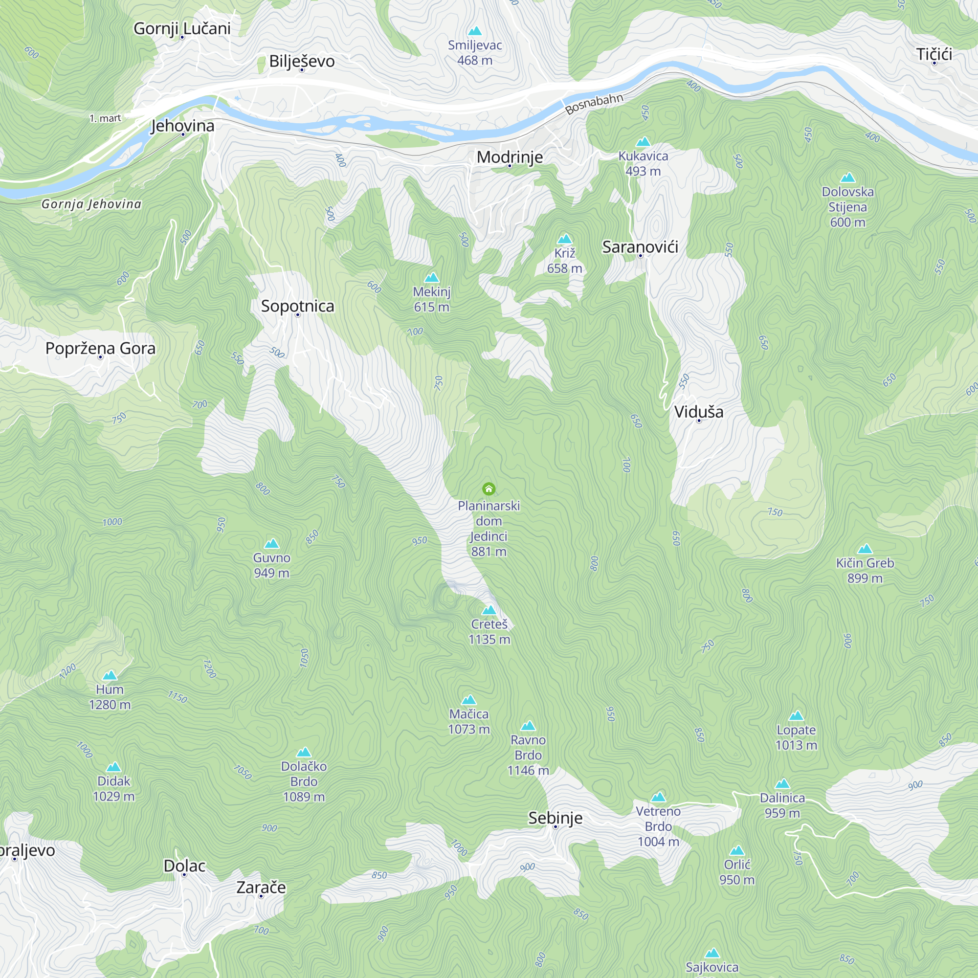 Planinarski dom Jedinci map