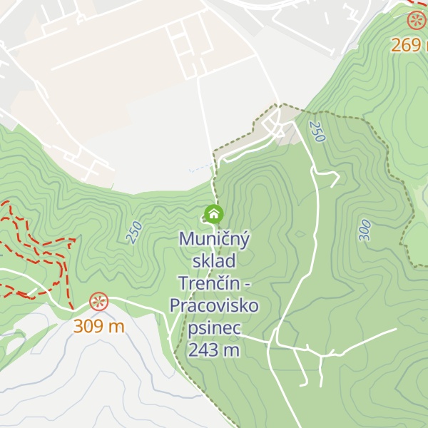 Map of Muničný sklad Trenčín - Pracovisko psinec