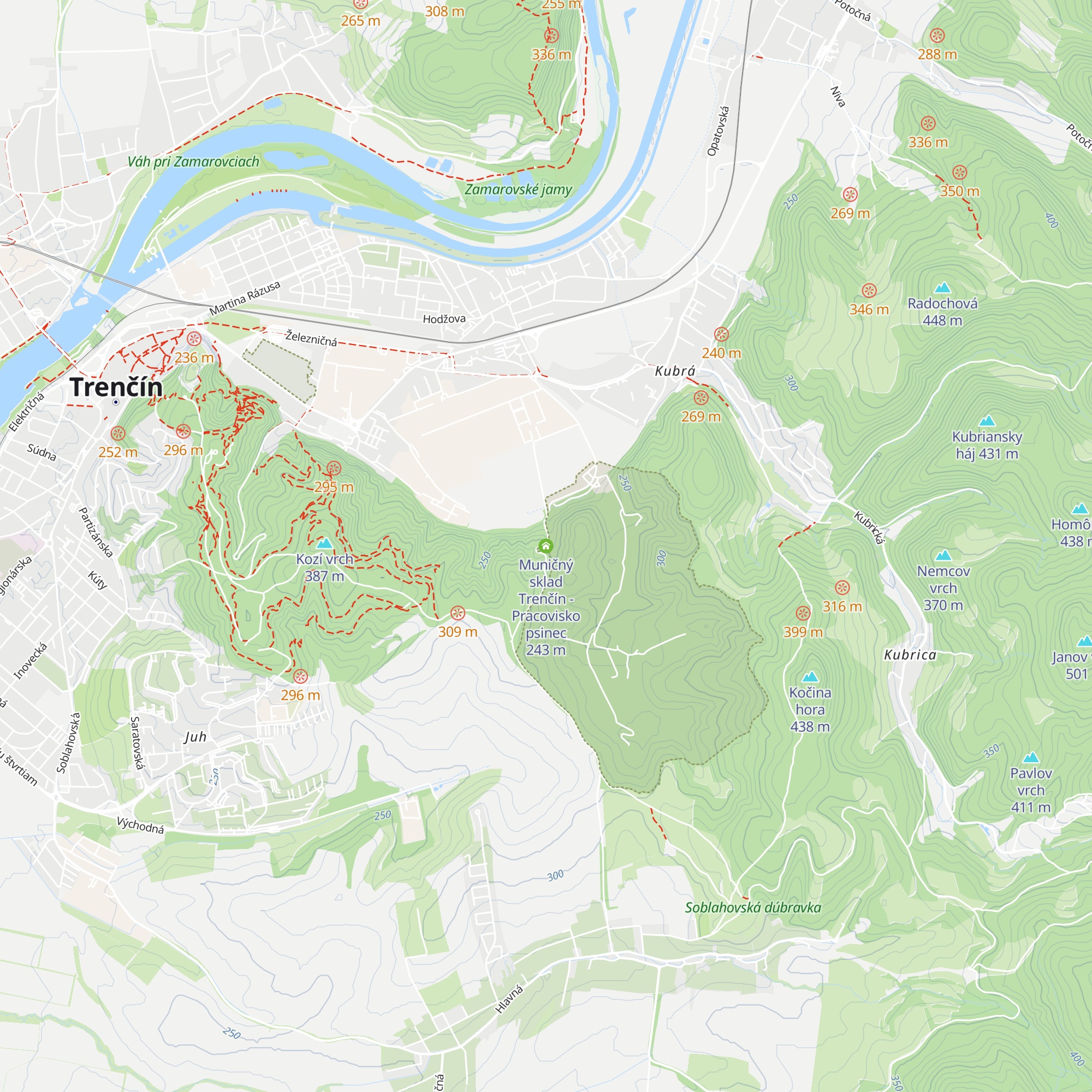 Muničný sklad Trenčín - Pracovisko psinec map
