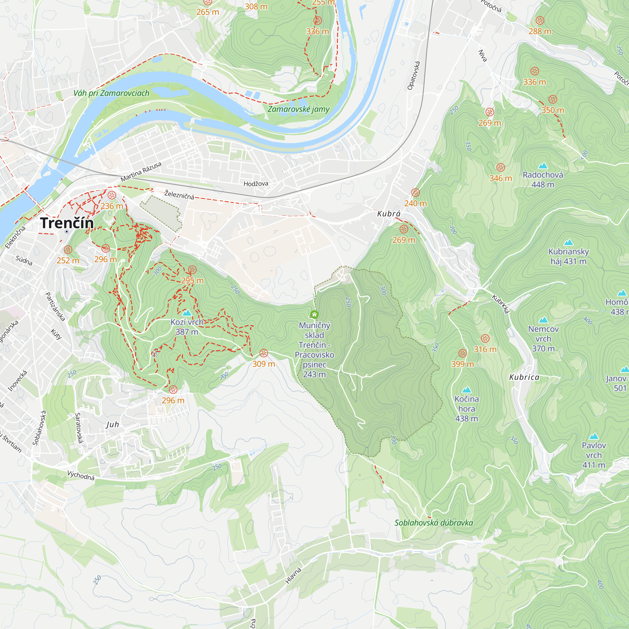 Muničný sklad Trenčín - Pracovisko psinec map