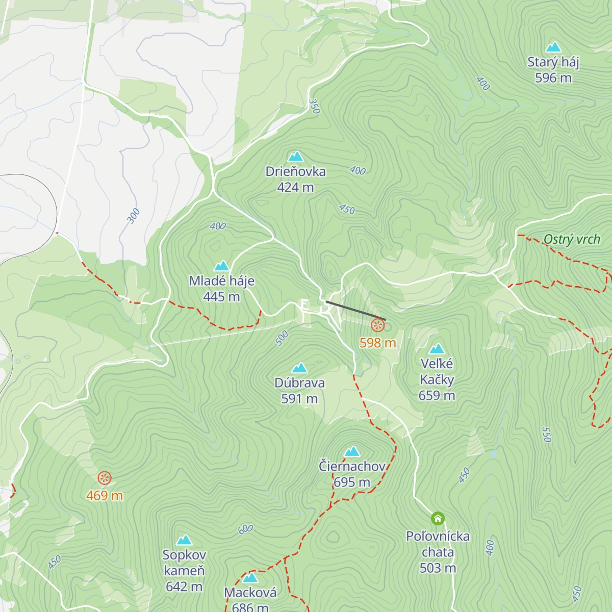 Chata pod Ostrým vrchom map