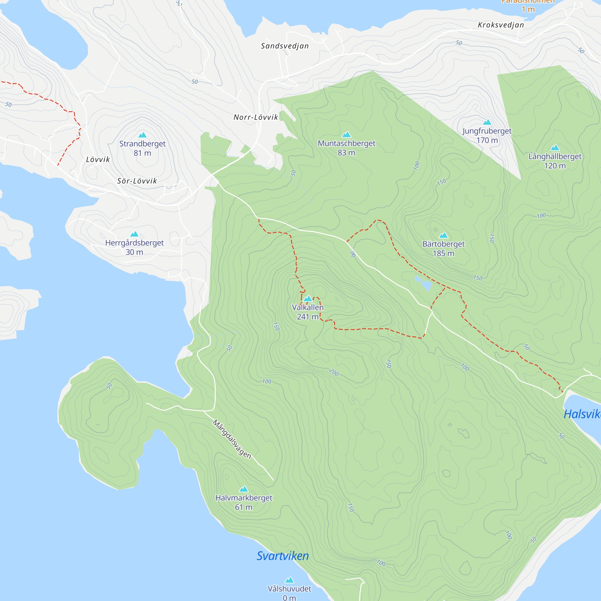 Valkallen Toppstugan map