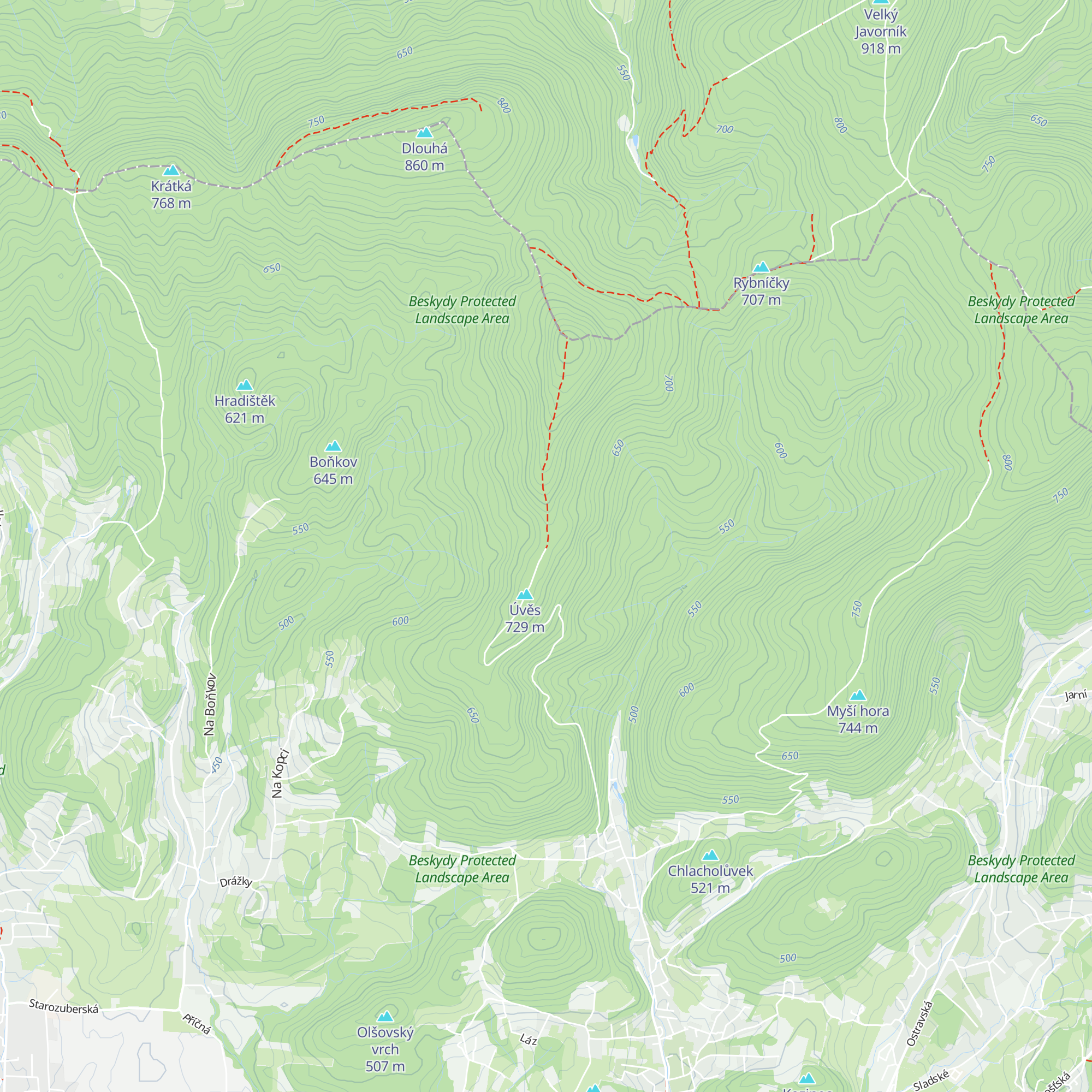 Útulna Úvěz - Kamenárka map