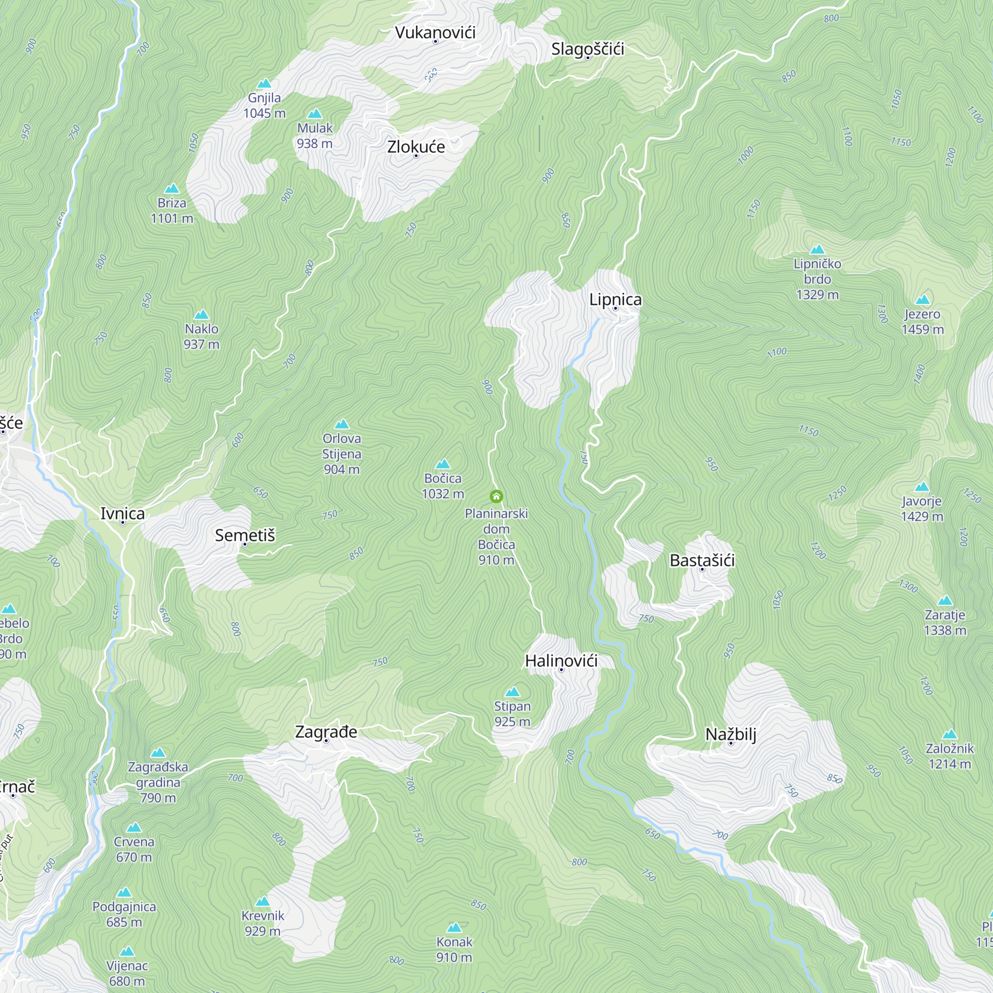 Planinarski dom Bočica map