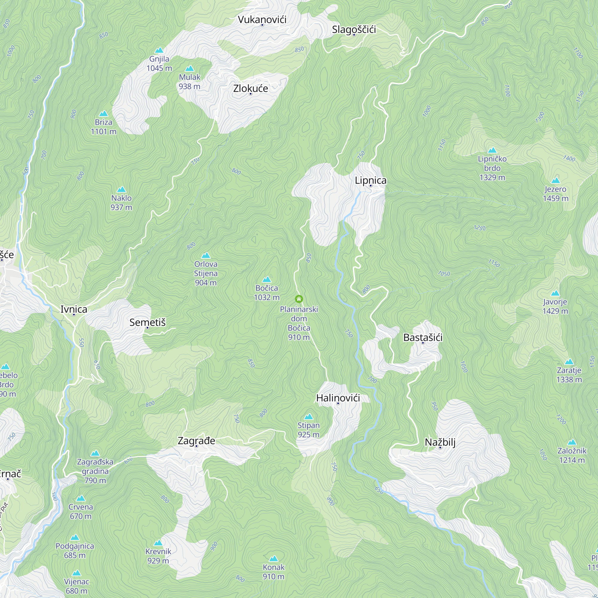 Planinarski dom Bočica map
