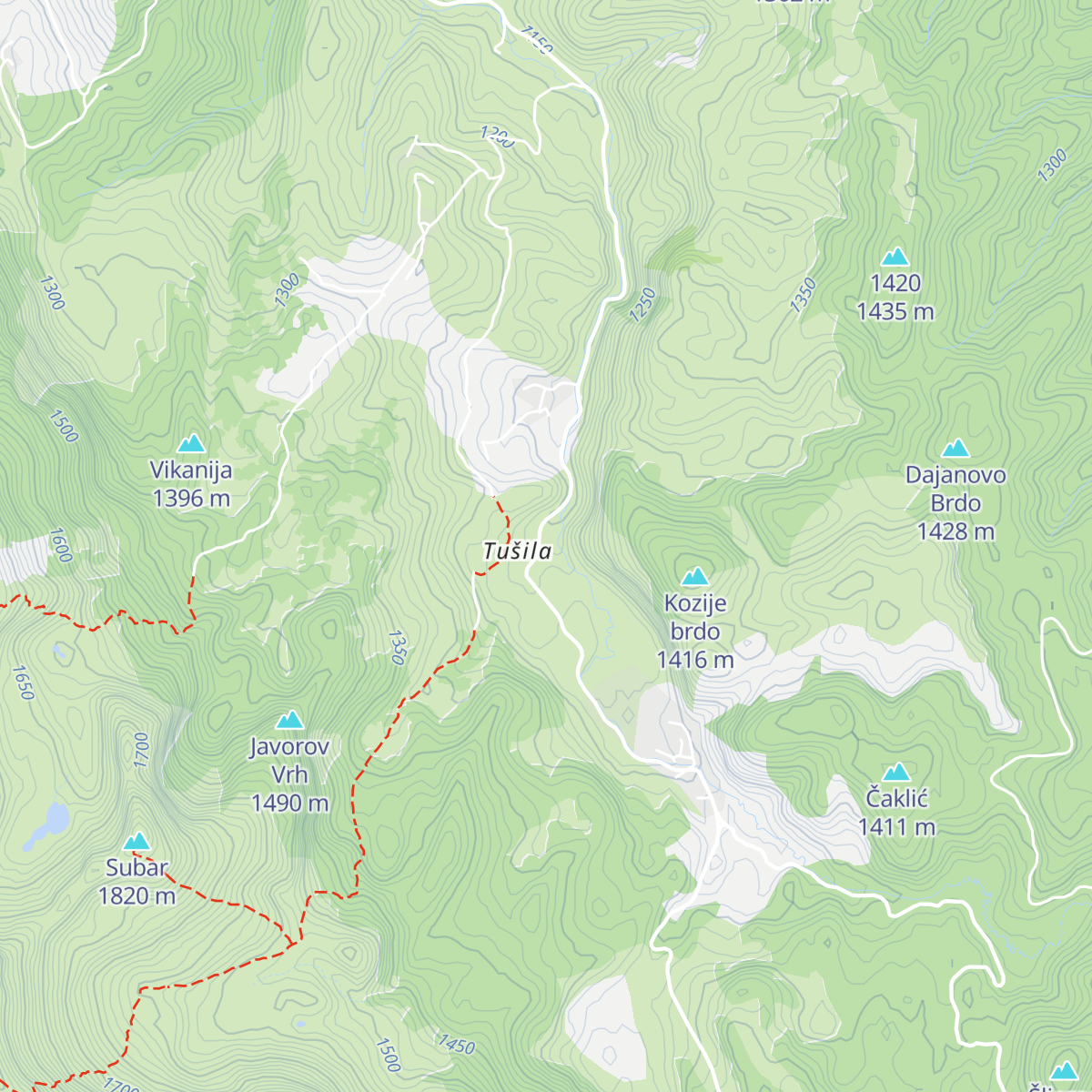 Planinarski dom Vrela map
