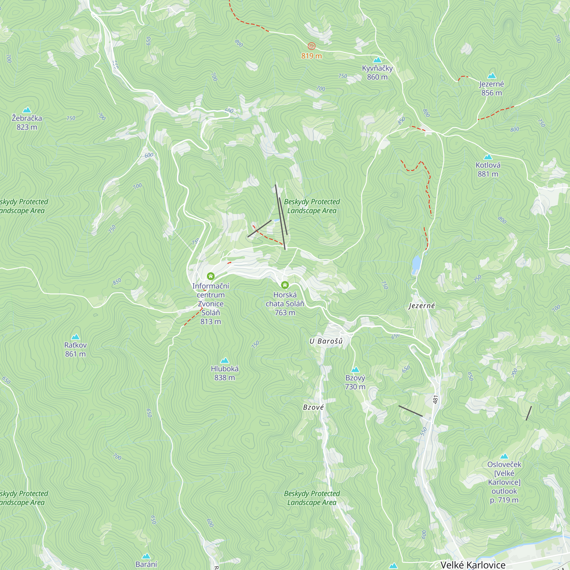 Horská chata Soláň map