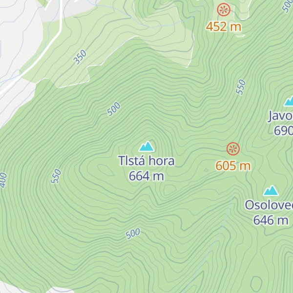 Map of Tlstá hora