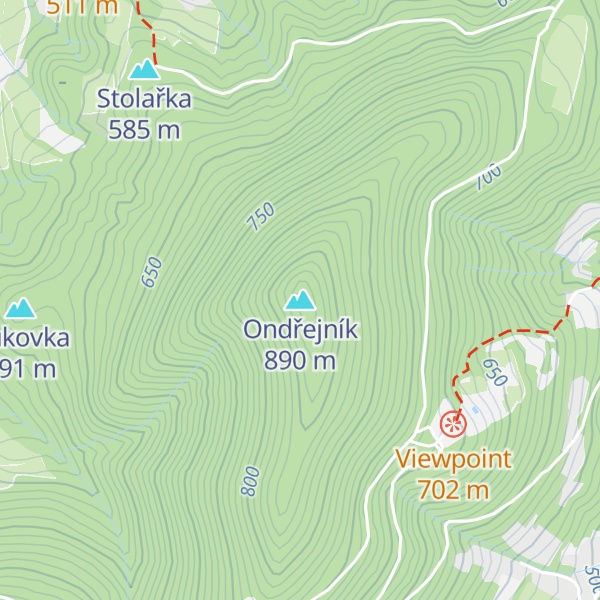 Map of Ondřejník