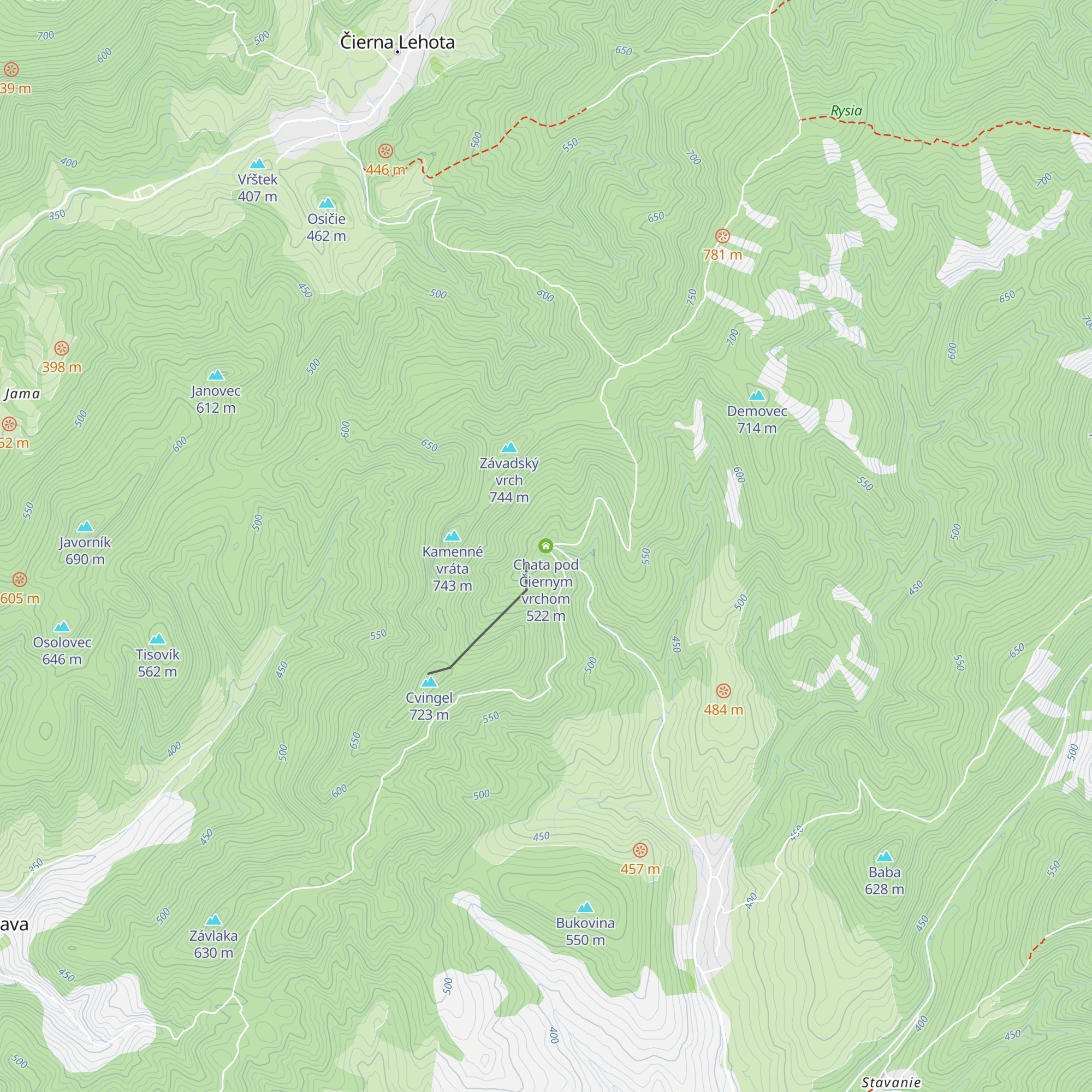 Chata pod Čiernym vrchom map