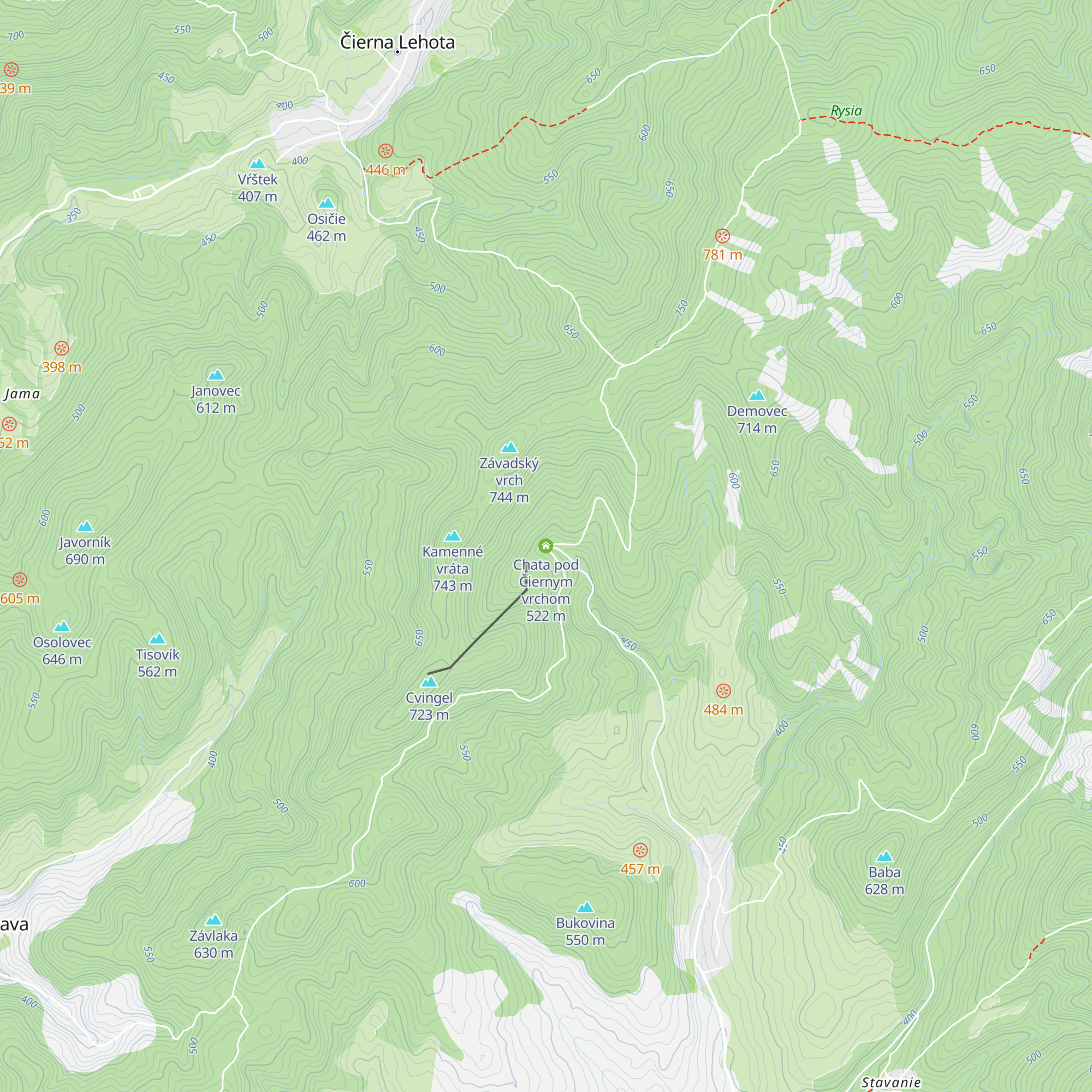 Chata pod Čiernym vrchom map