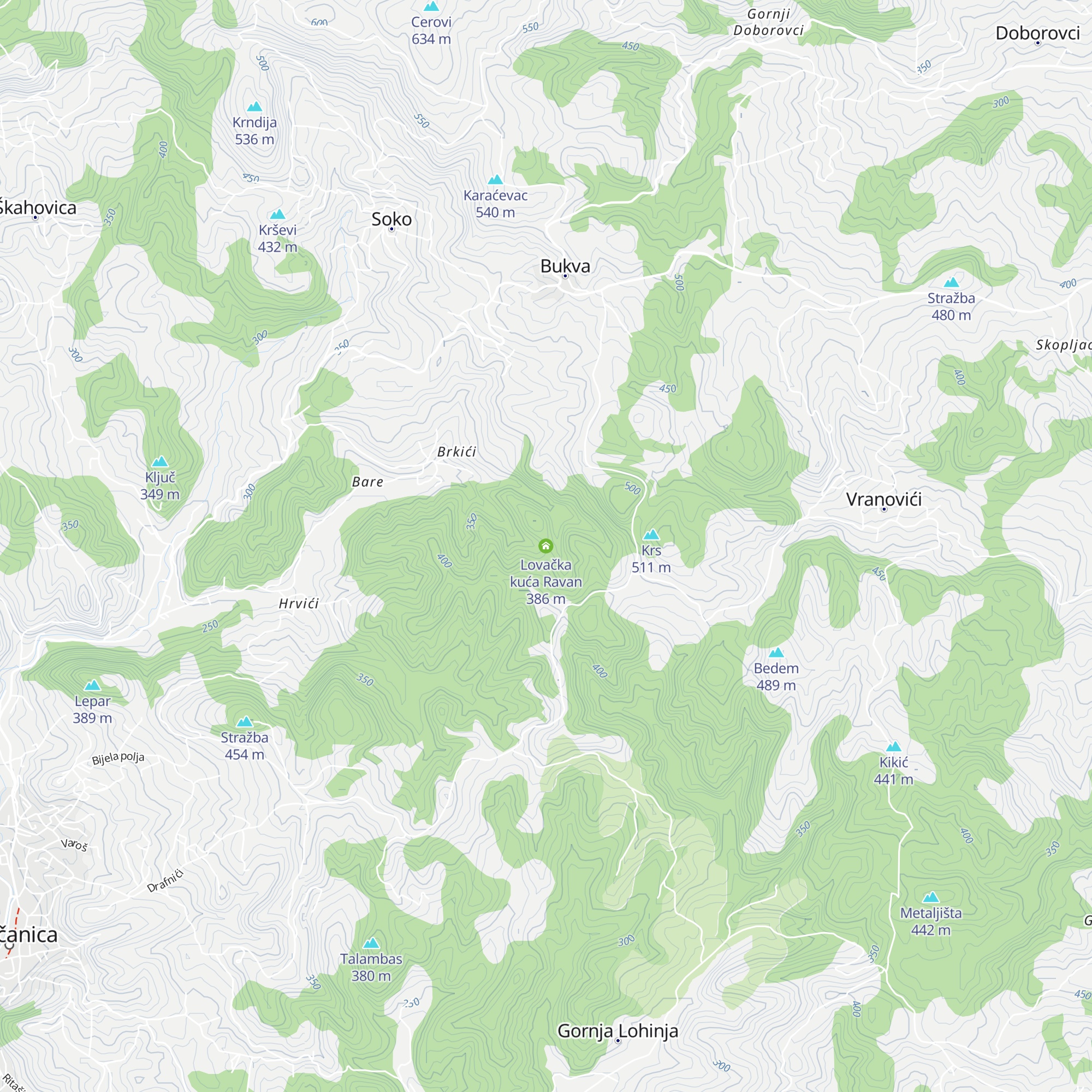 Lovačka kuća Ravan map