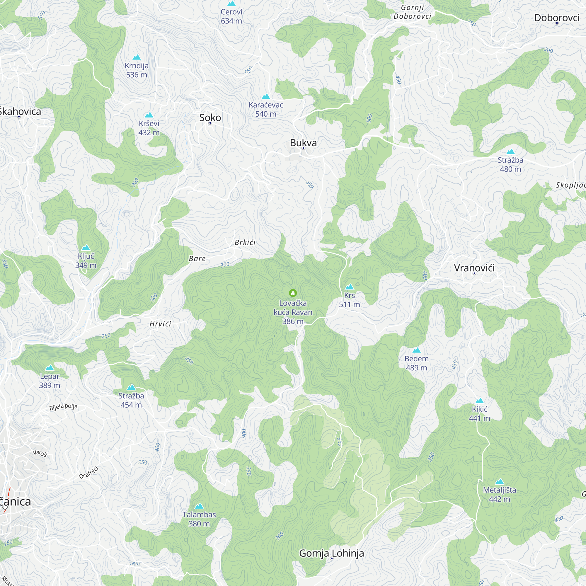 Lovačka kuća Ravan map
