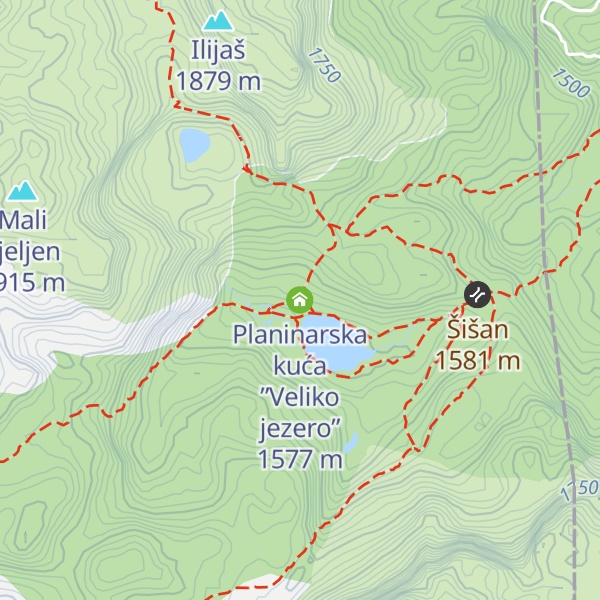 Map of Planinarska kuća ”Veliko jezero”