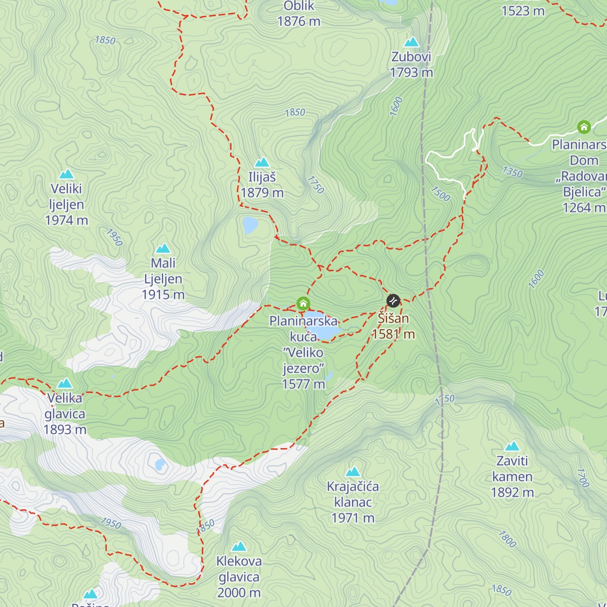 Planinarska kuća ”Veliko jezero” map