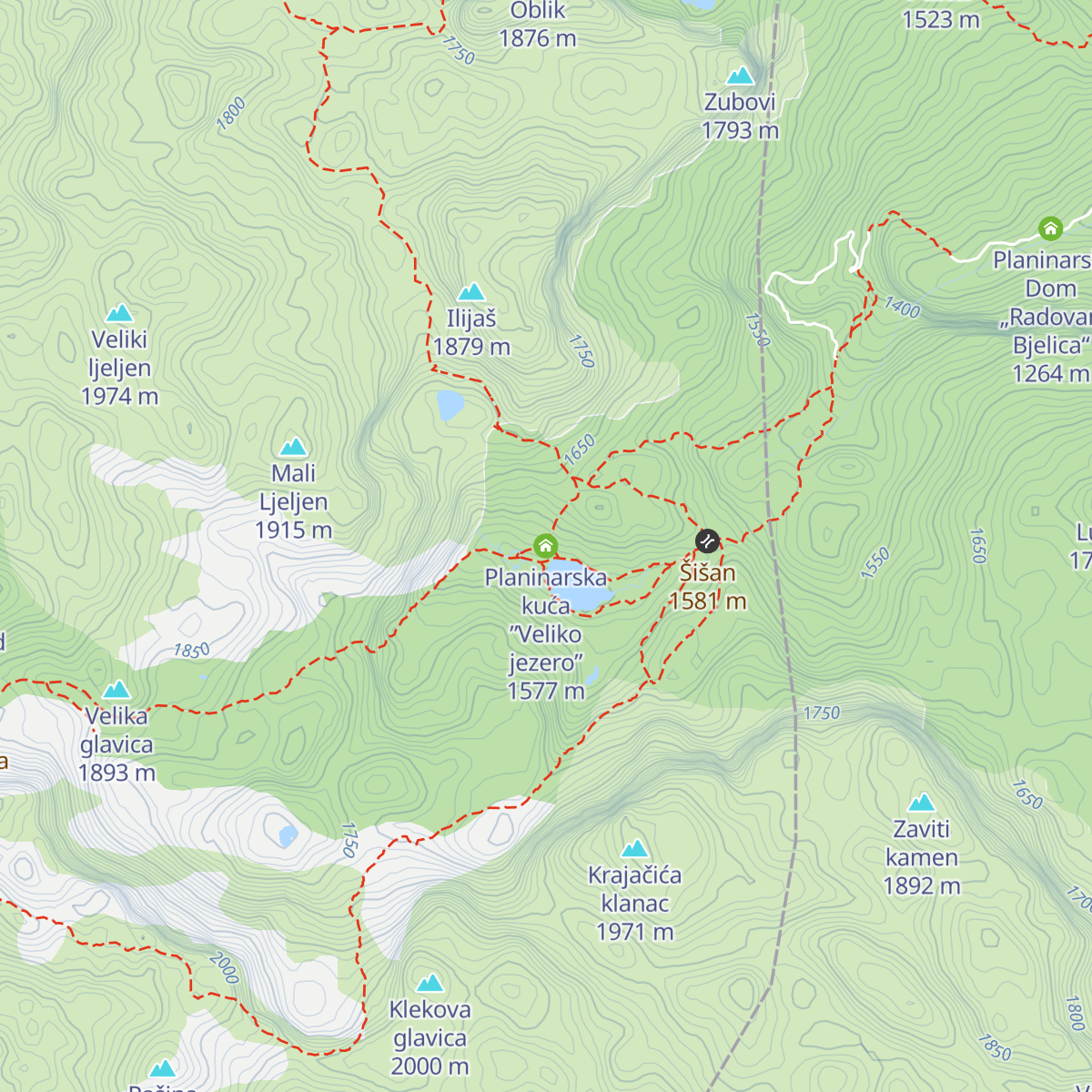 Planinarska kuća ”Veliko jezero” map