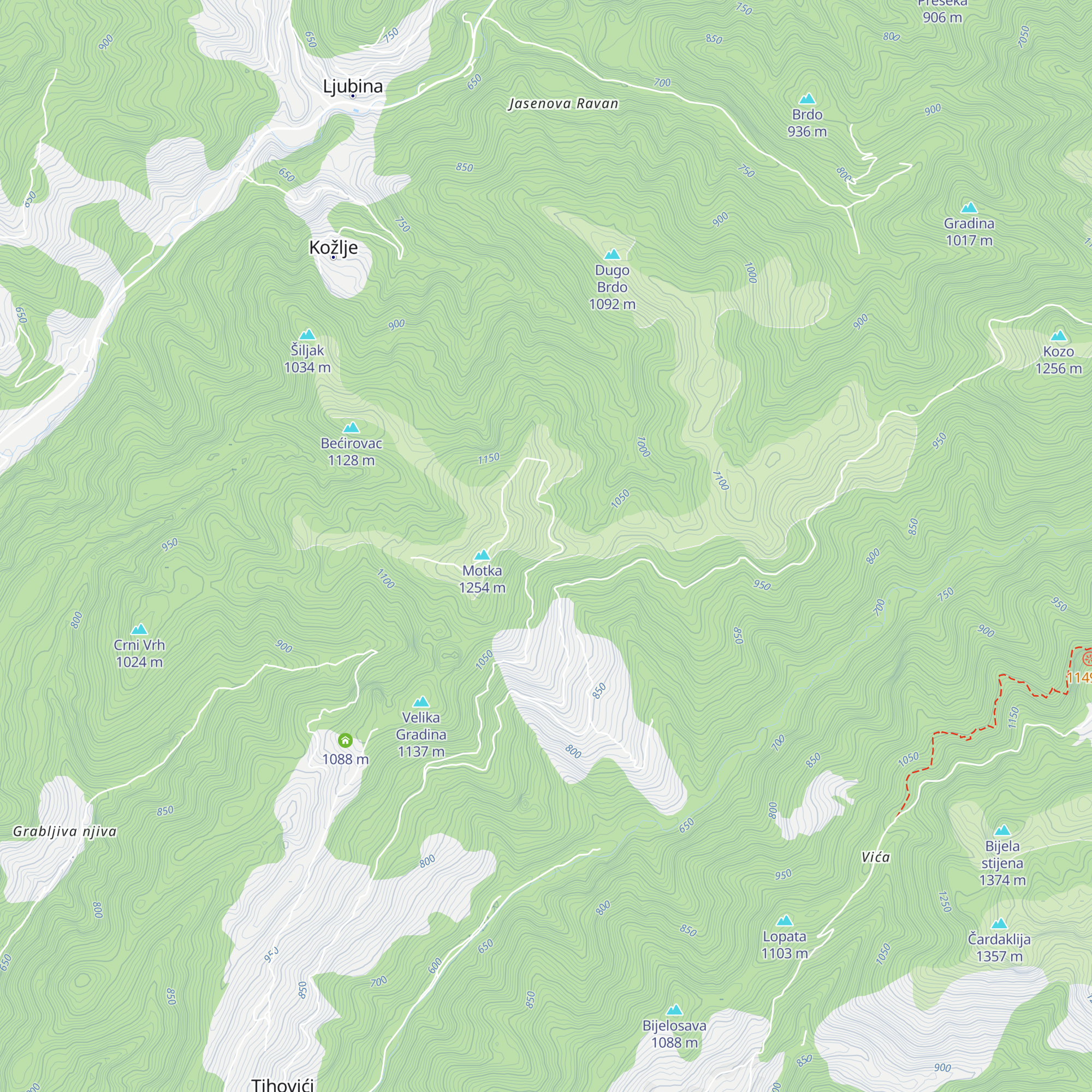 Planinarski dom Motka map