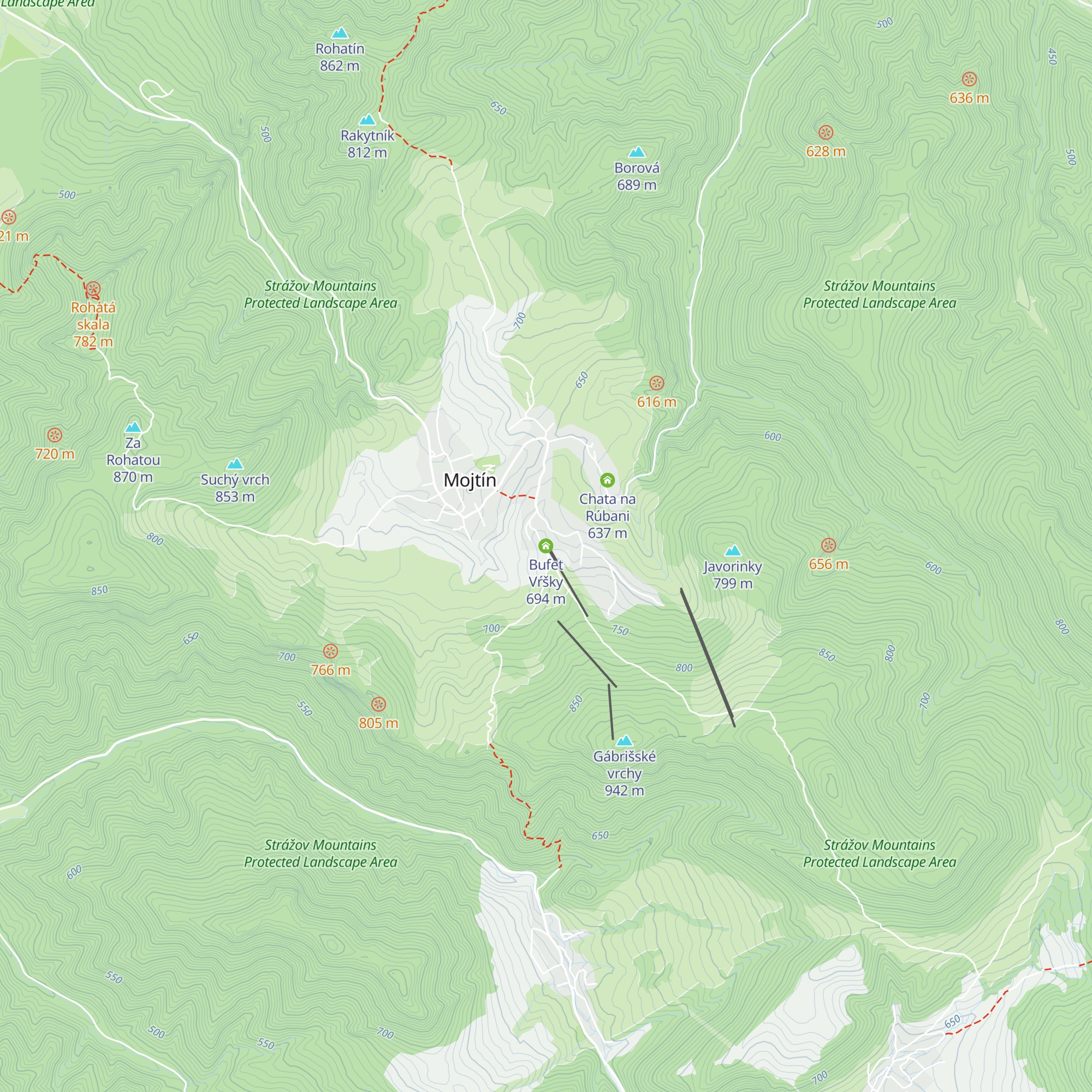 Bufet Vŕšky map