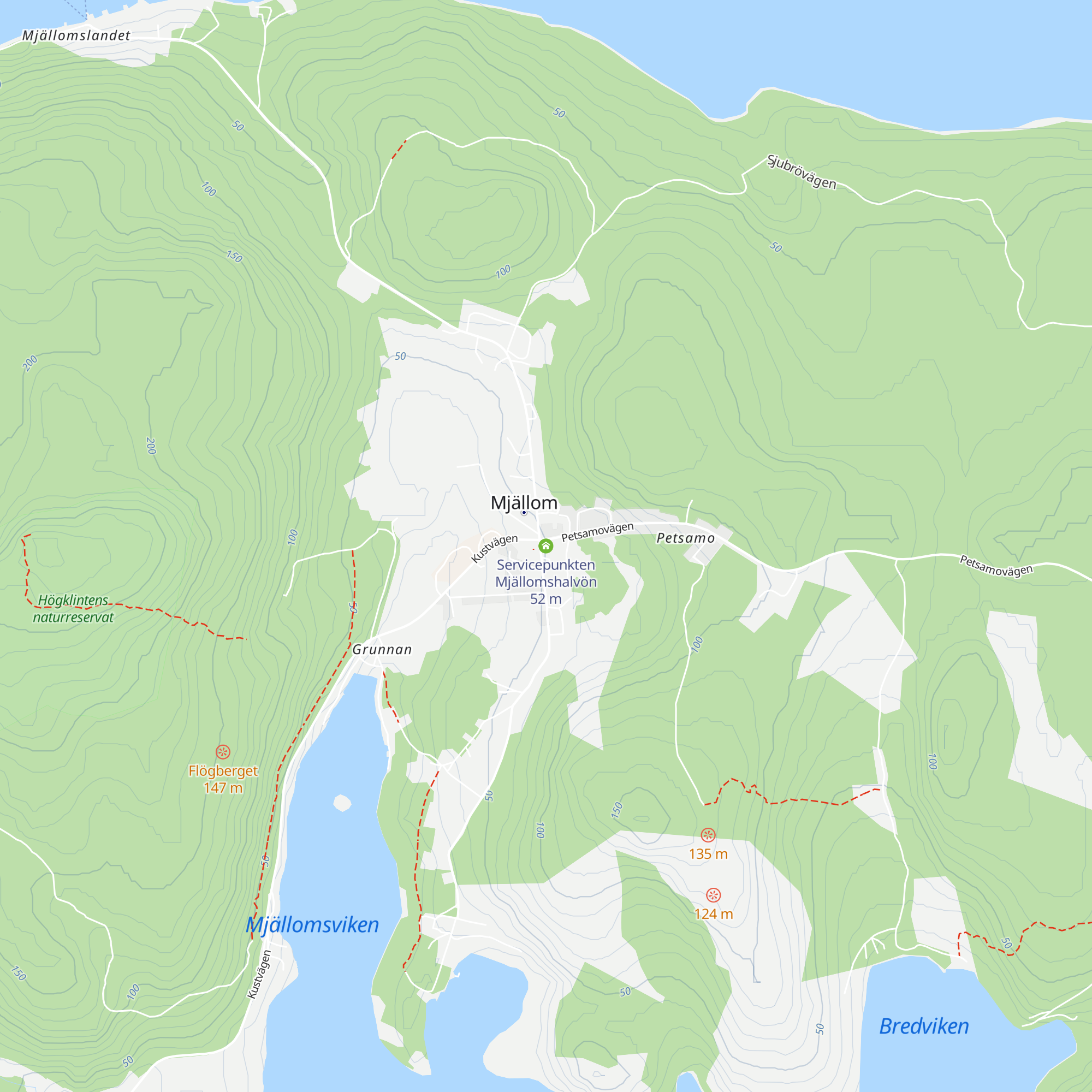 Servicepunkten Mjällomshalvön map