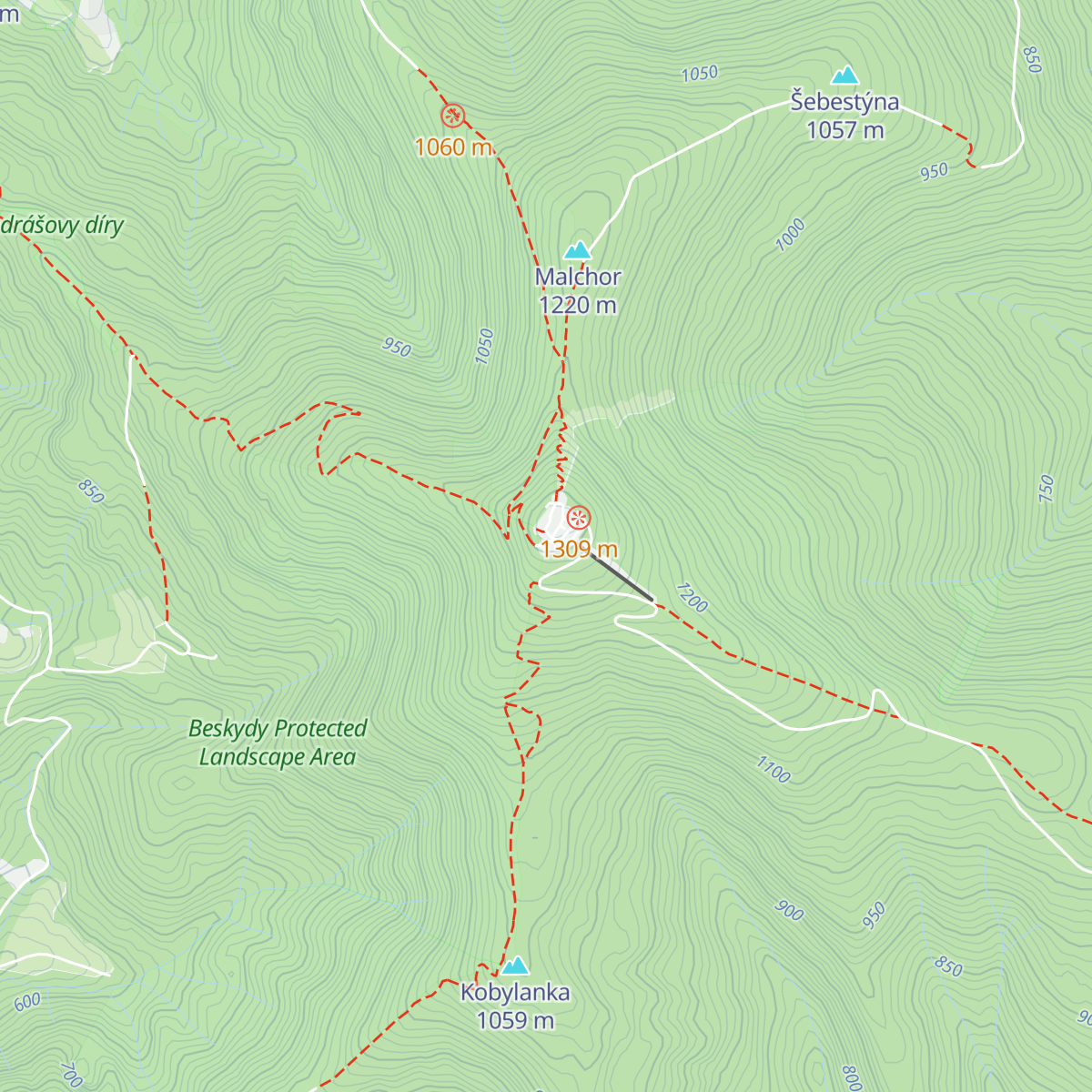 Bezručova chata map