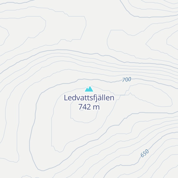 Map of Ledvattsfjällen