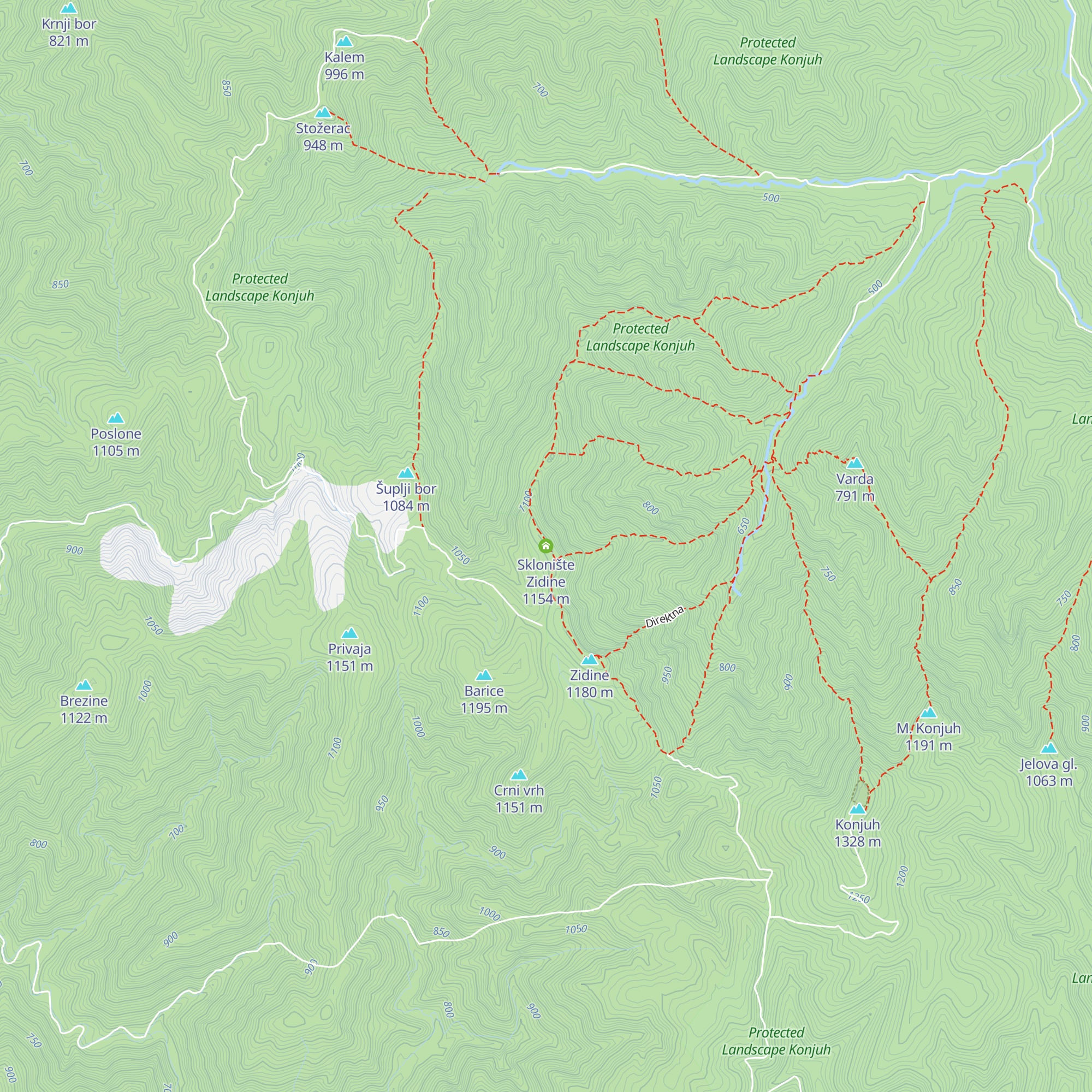 Sklonište Zidine map