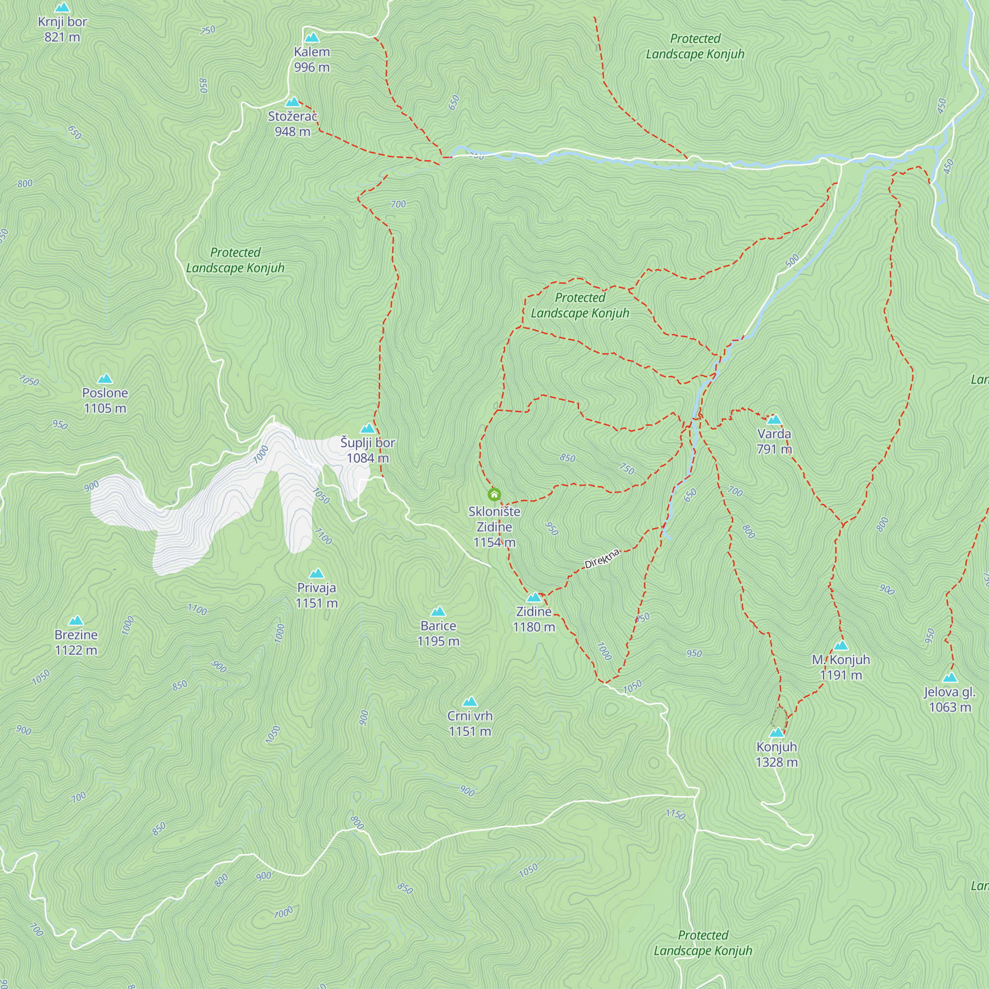 Sklonište Zidine map