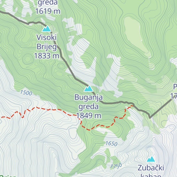 Map of Buganja greda