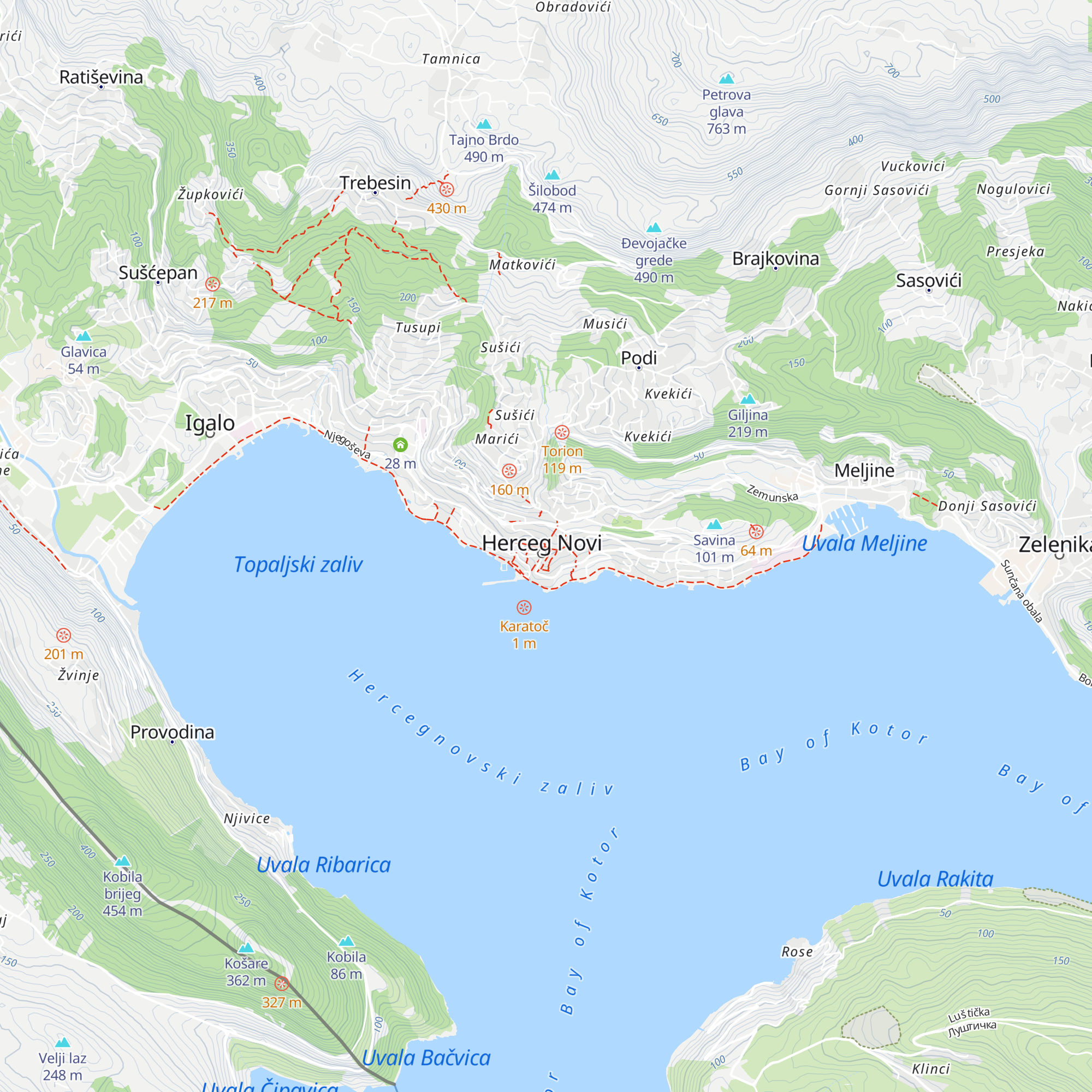 Tourism Info of Herceg Novi map