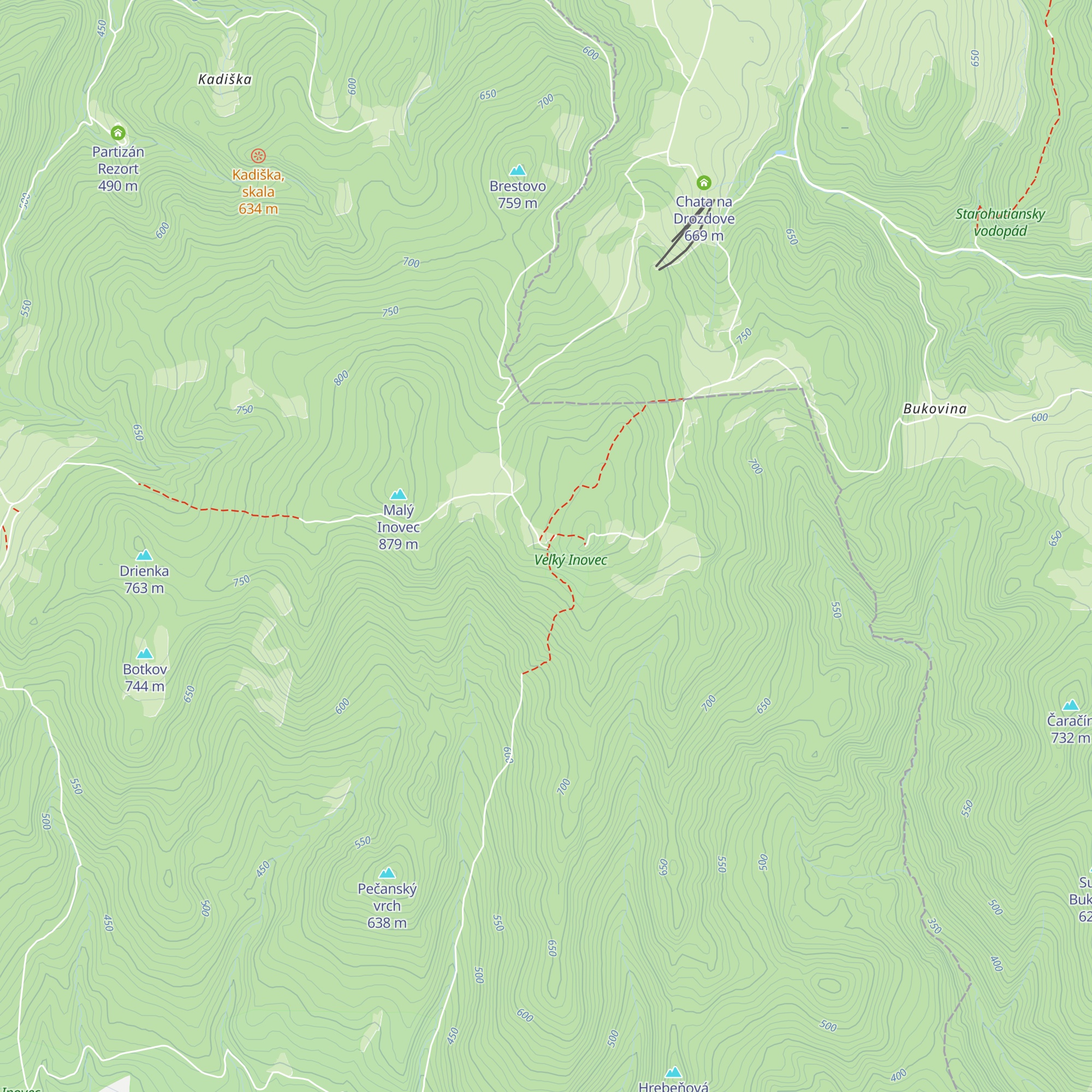 Turistická chata na Veľkom Inovci map