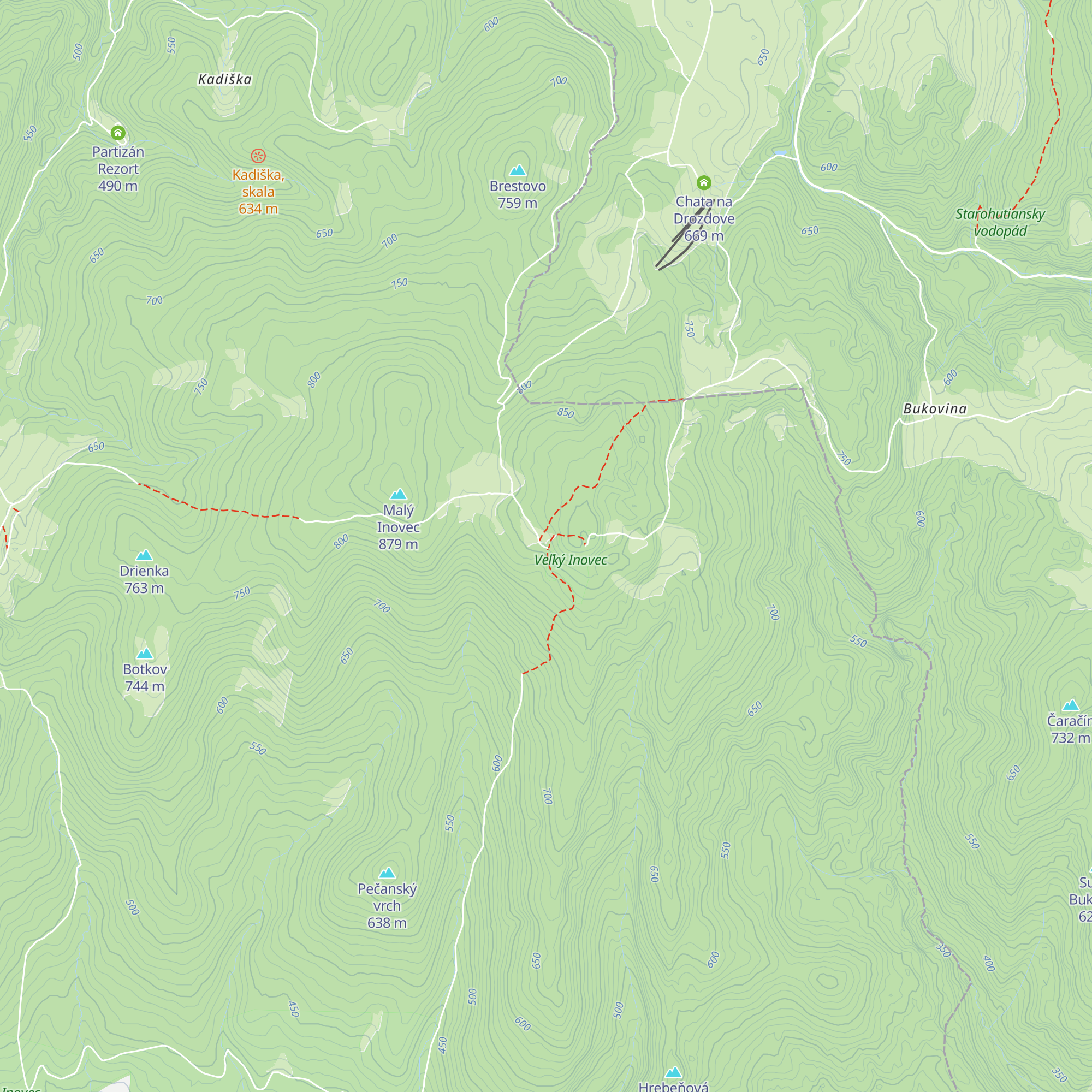 Turistická chata na Veľkom Inovci map