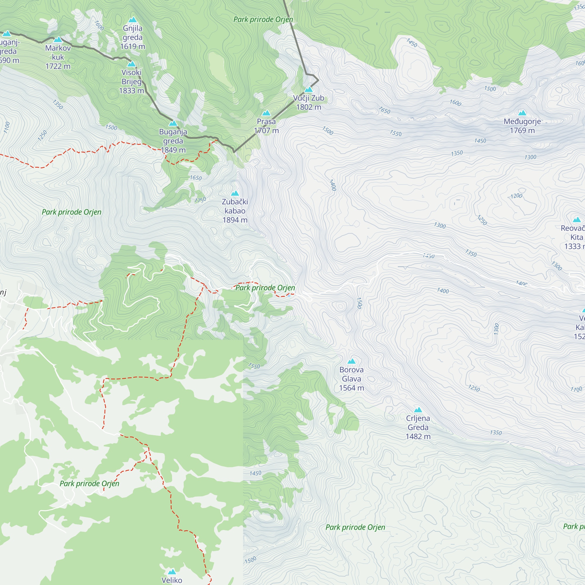 Orjen Mountain Hut map