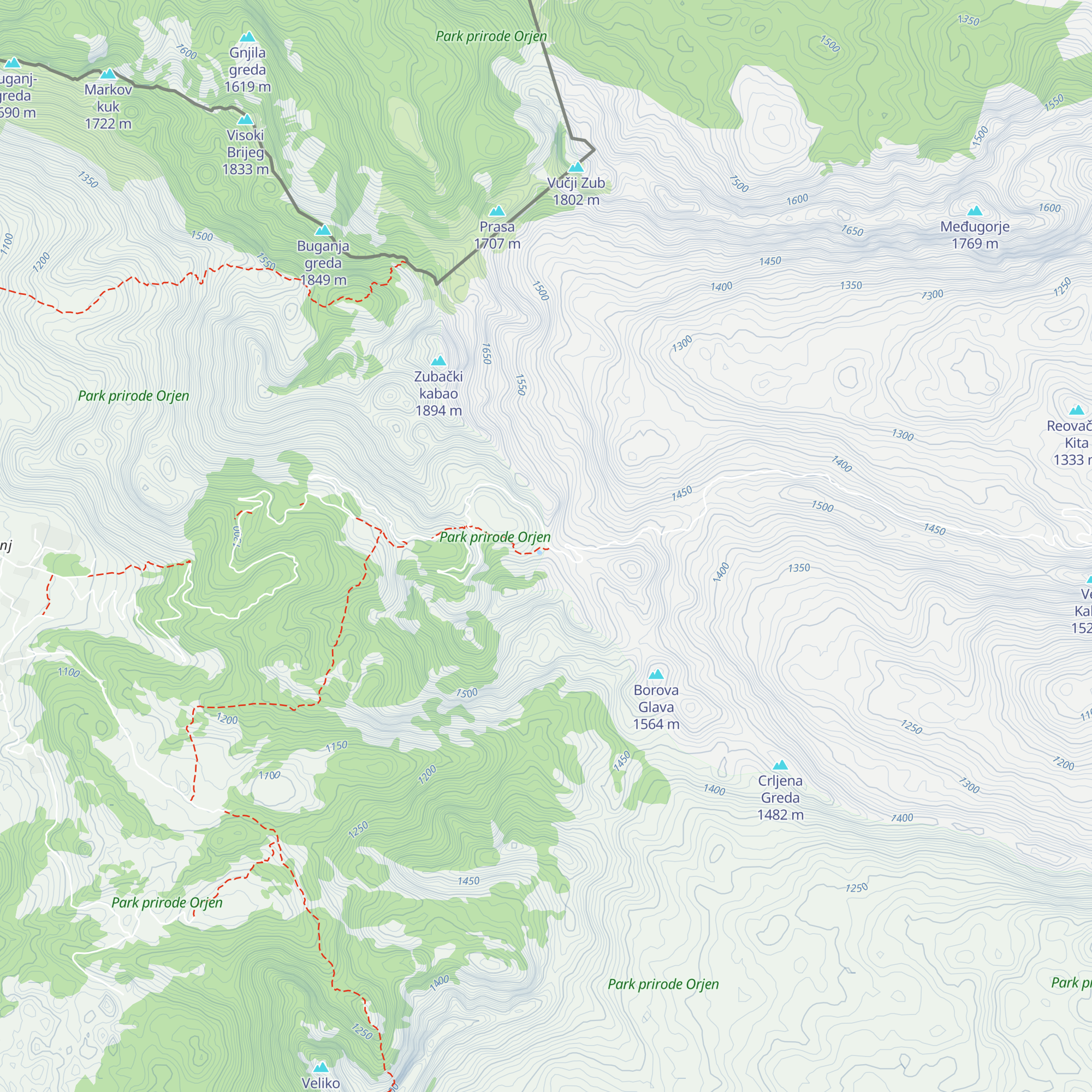Orjen Mountain Hut map
