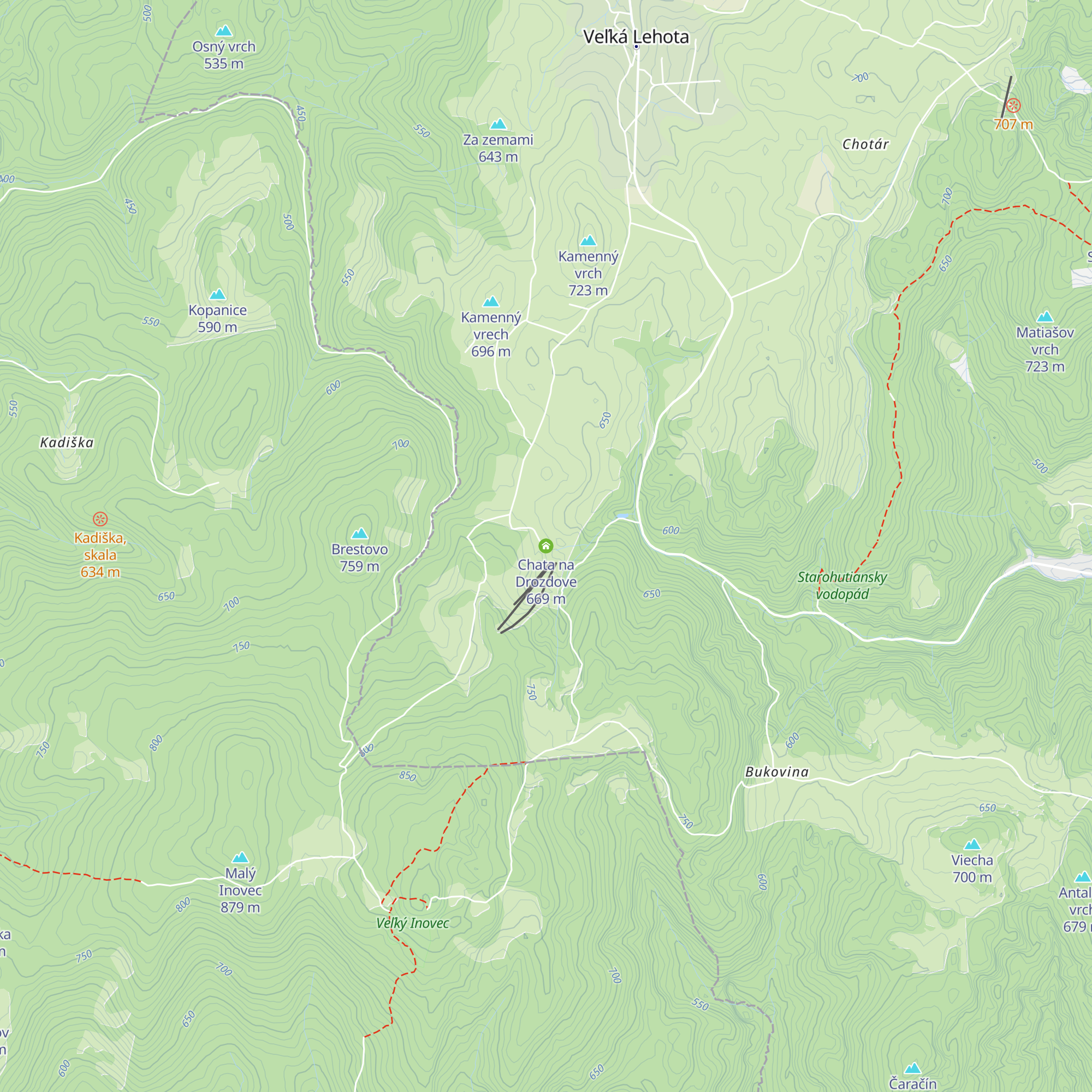 Chata na Drozdove map