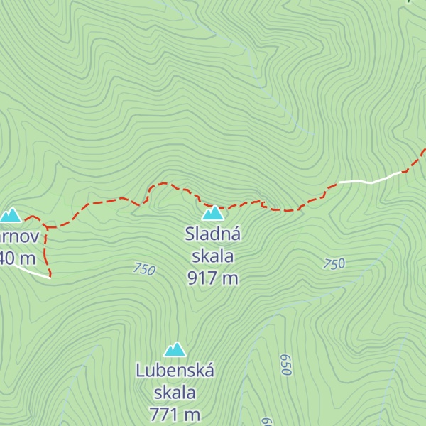 Map of Sladná skala