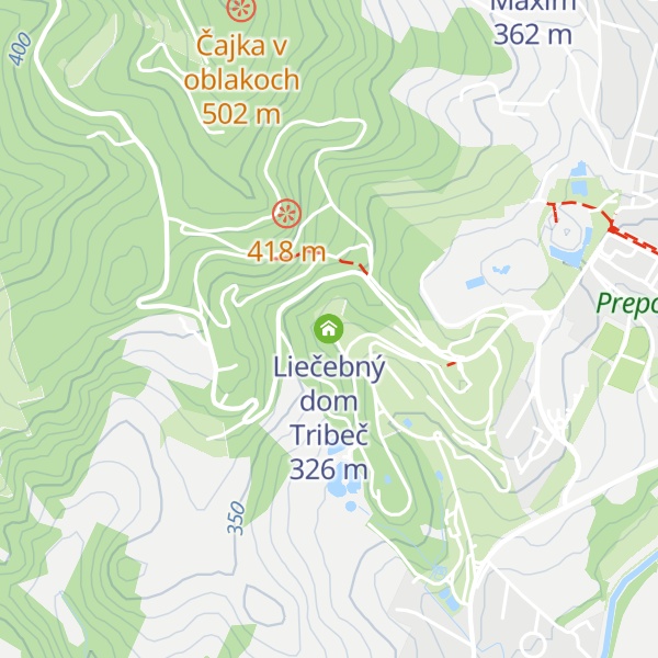 Map of Liečebný dom Tribeč