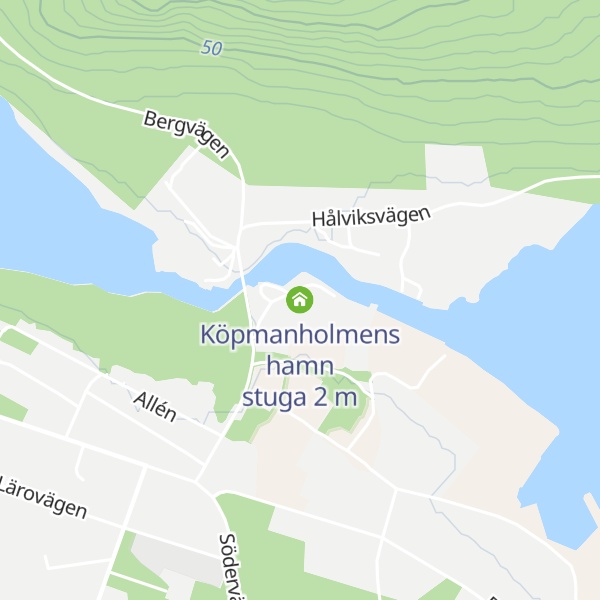 Map of Köpmanholmens hamn stuga