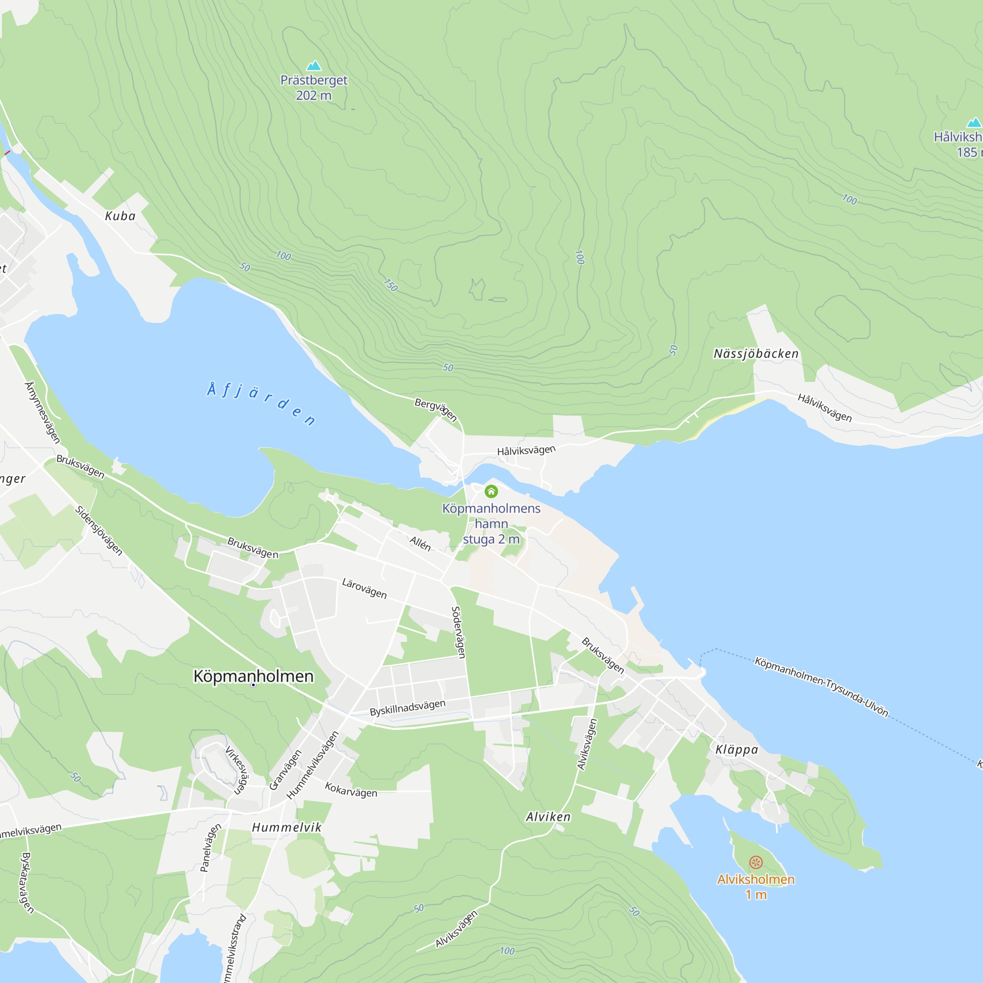 Köpmanholmens hamn stuga map